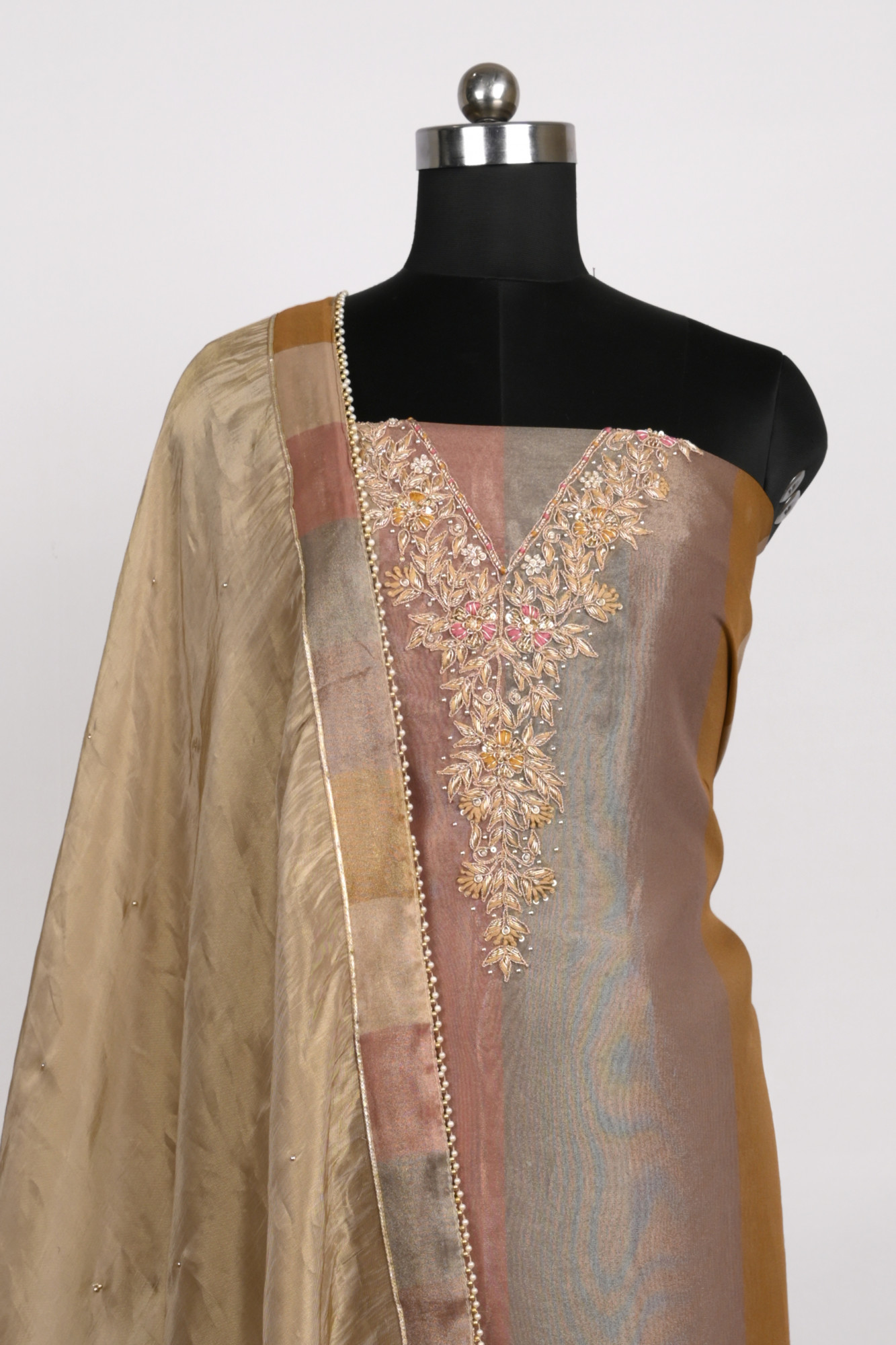 Pink Silk Jacquard Suit Set with Dupatta - R157-SPR2376