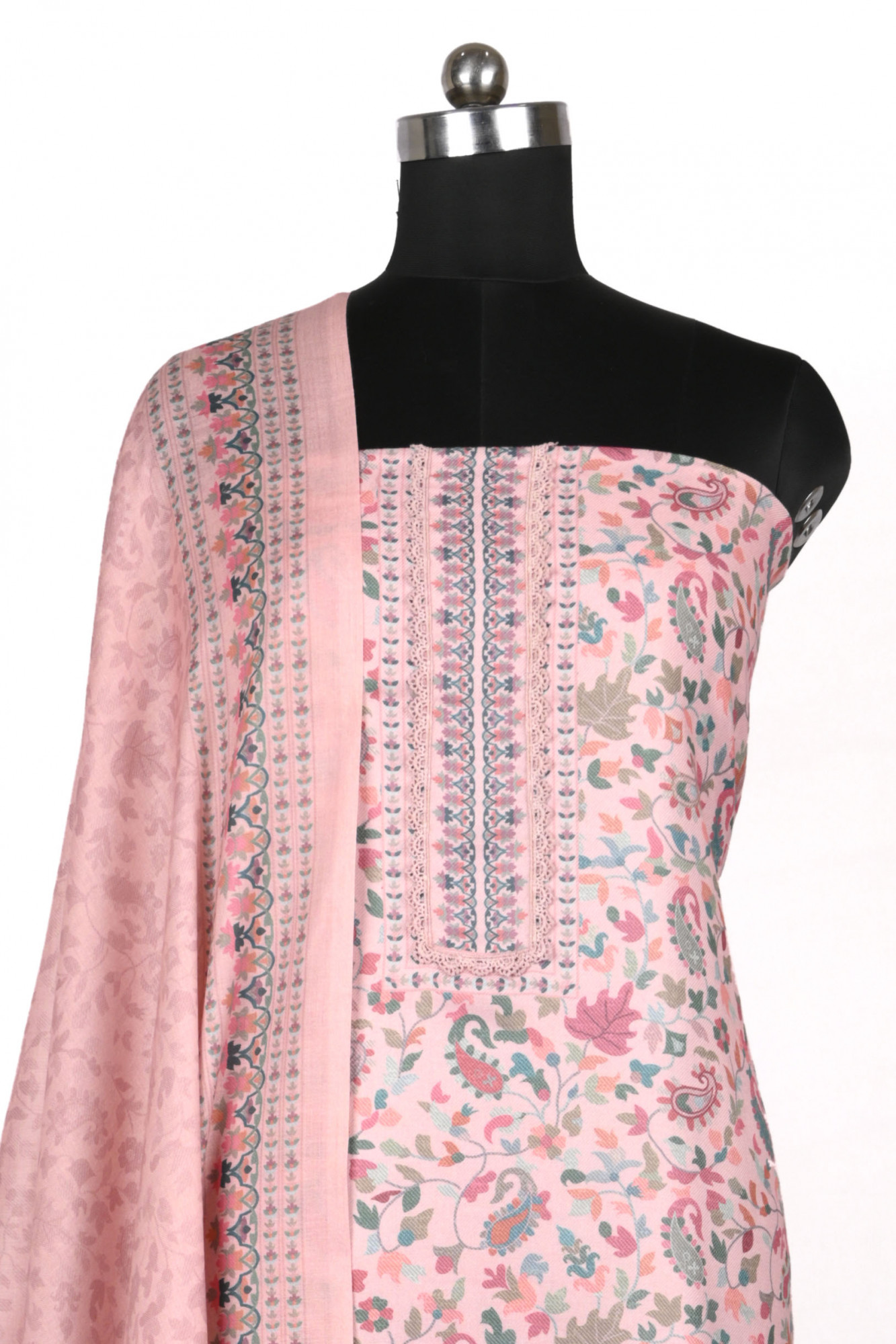 Peach Printed Beautiful Spun Suit Set With Dupatta - 131-K2001C