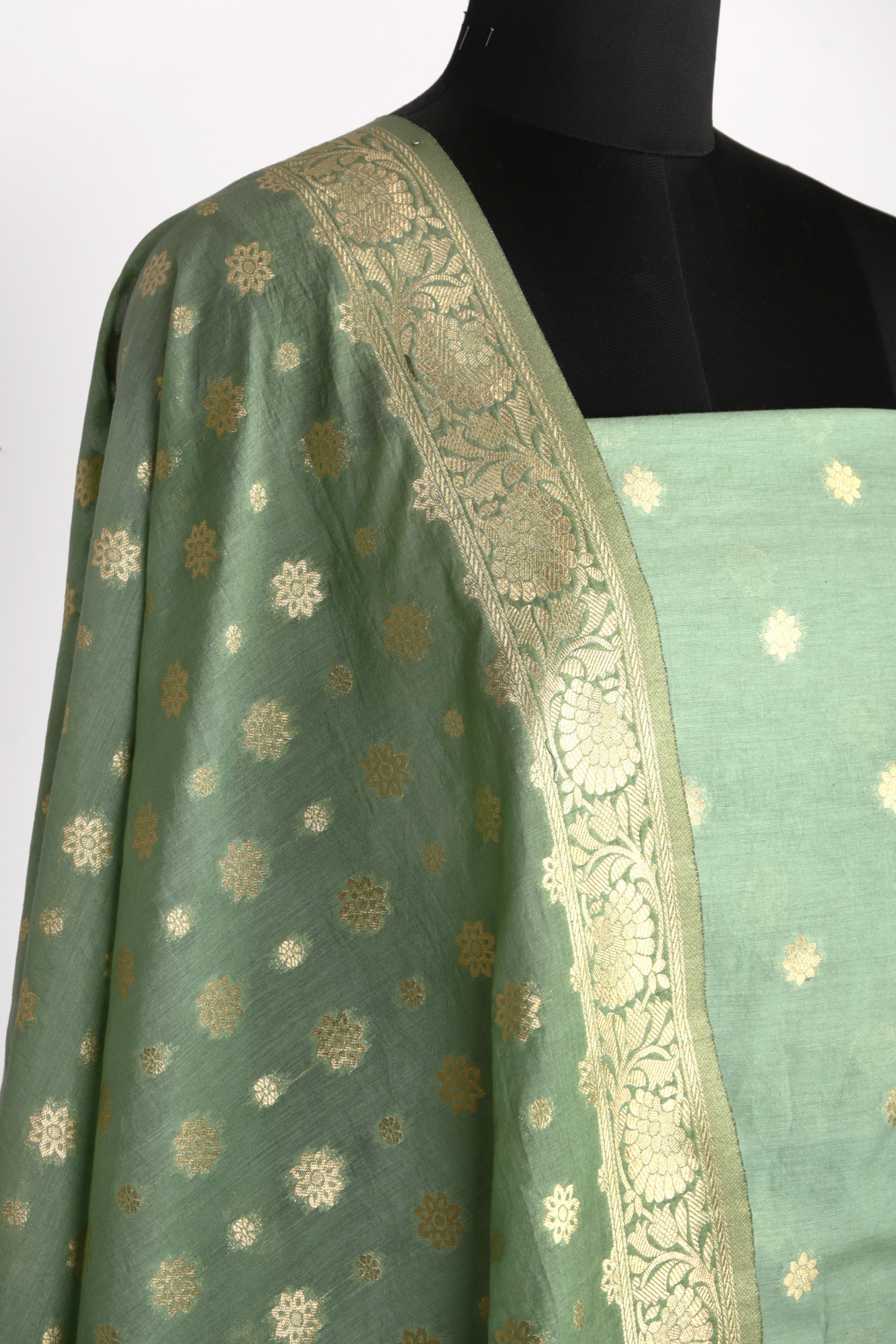 Green Chanderi Silk Suit Set with Chanderi Silk Dupatta - 1021-CTN-1E