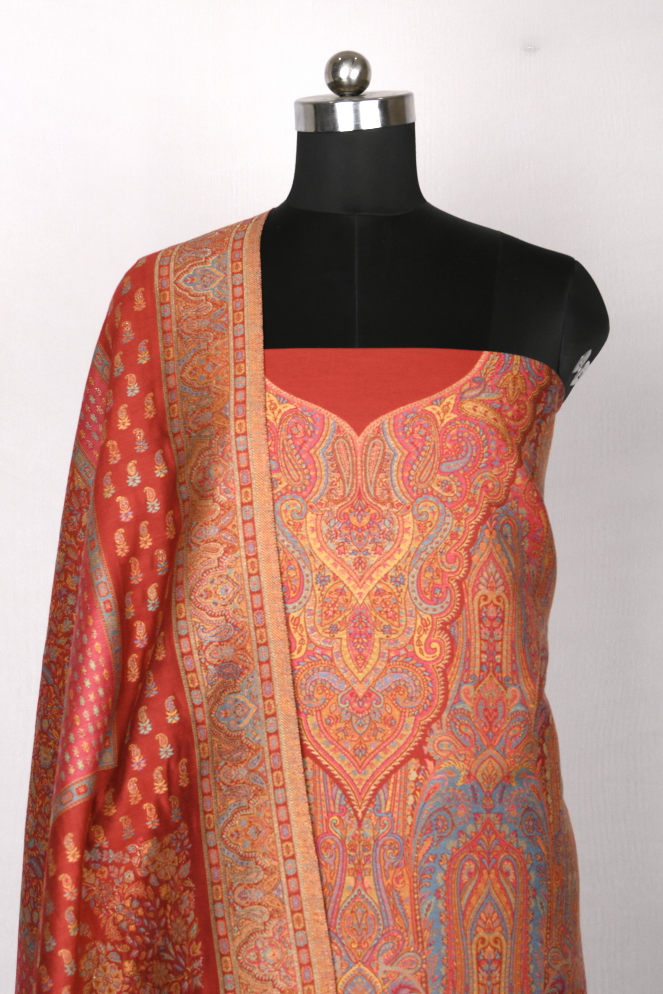 Maroon Pashmina Suit set with Dupatta- 1000-0455