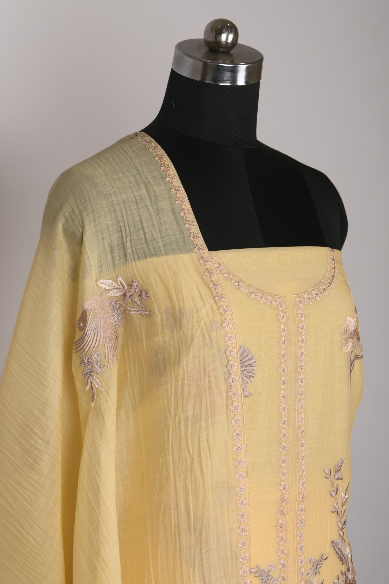 Yellow Mul Cotton Beautiful Suit Set with Dupatta - 996-MCHEMB1109B