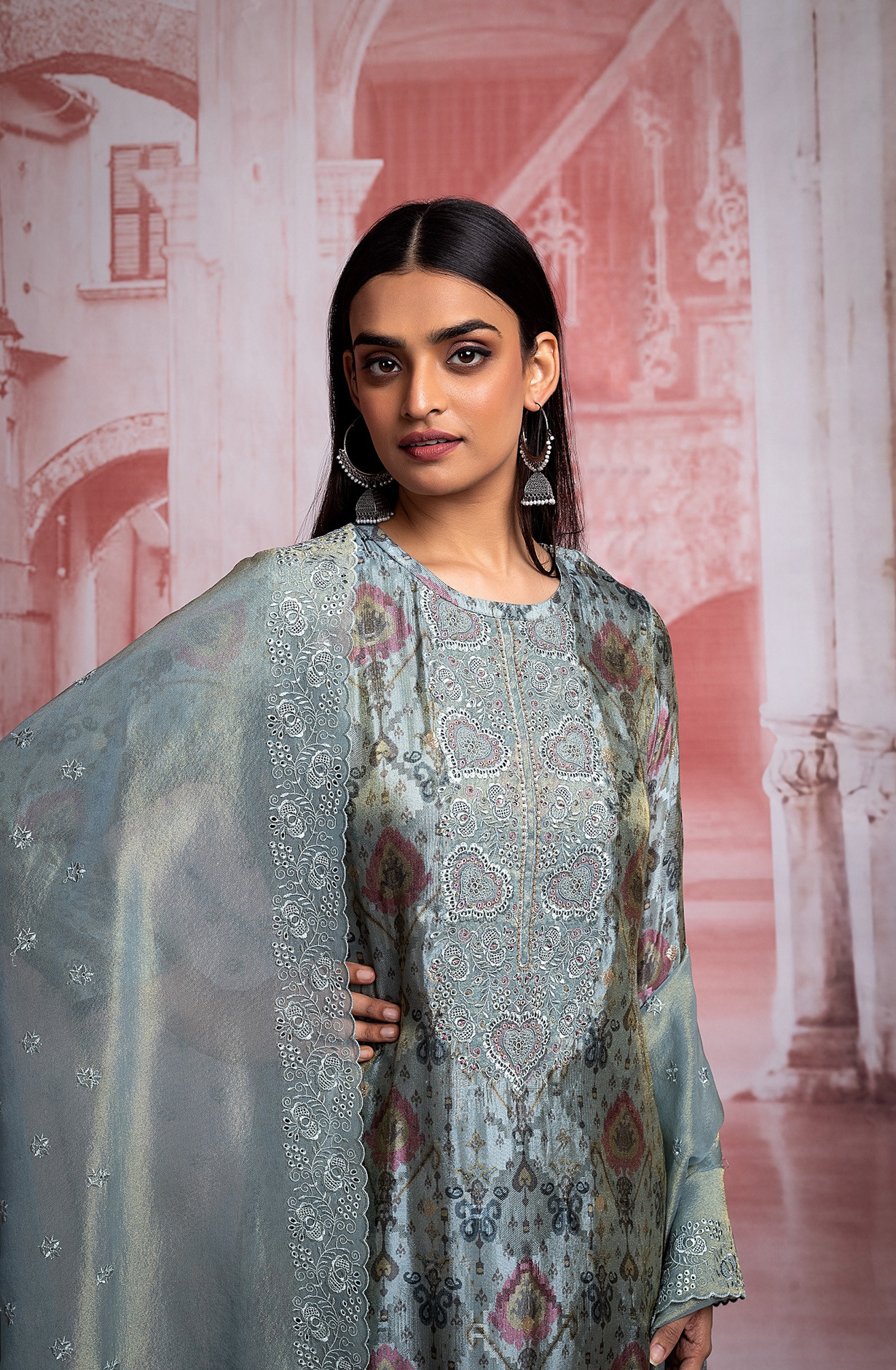 Blue Tissue Silk Digital Print Suit with Beautiful Dupatta - SOO2222A