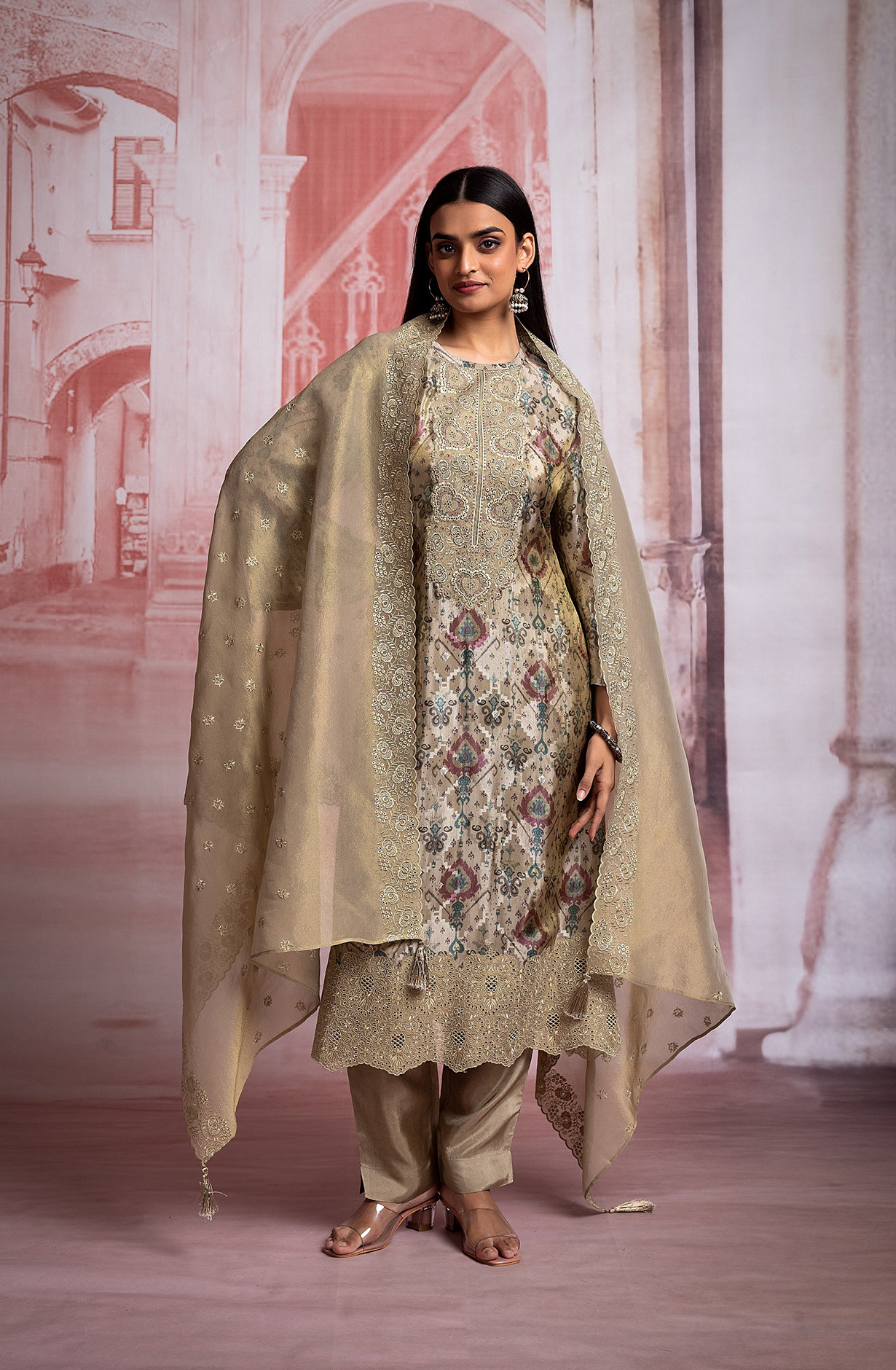 Brown Tissue Silk Digital Print Suit with Beautiful Dupatta - SOO2222B