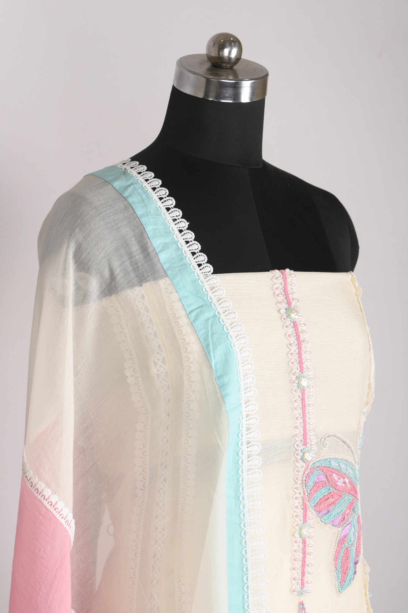 White Mul Chanderi Beautiful Suit Set with Dupatta - 1001-JSB1009A