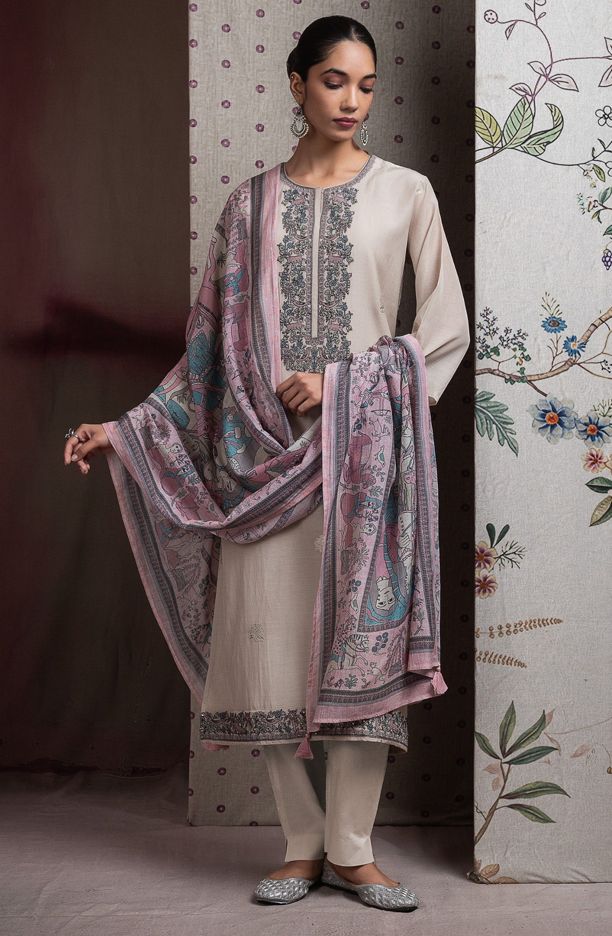 Pista Mul chanderi jacquard beautiful Suit Set with Dupatta - R157-SPR2616