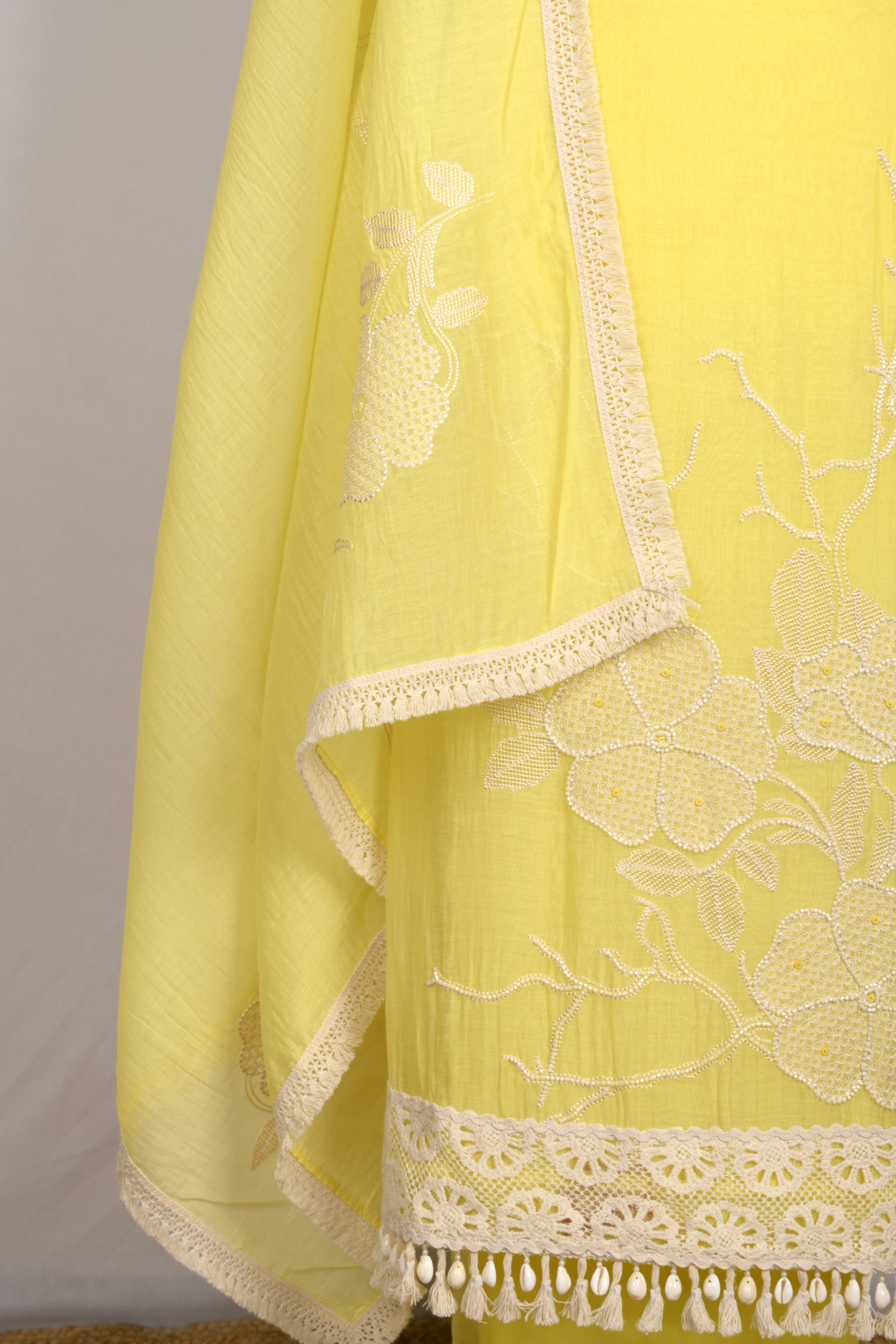 Yellow Mul Chanderi Beautiful Suit Set with Dupatta - 1001-JHU1727