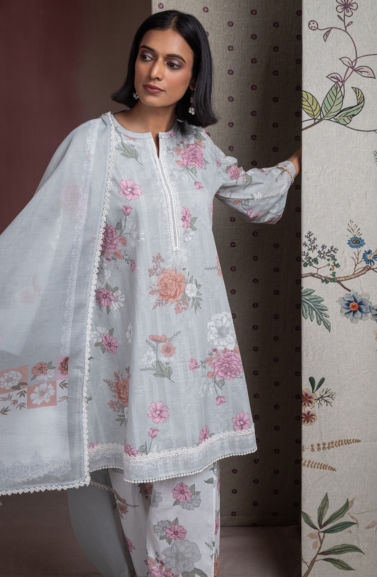 Green Cotton Modal Digital Printed Unstitched Suit Set with Dupatta - GULNSP103C