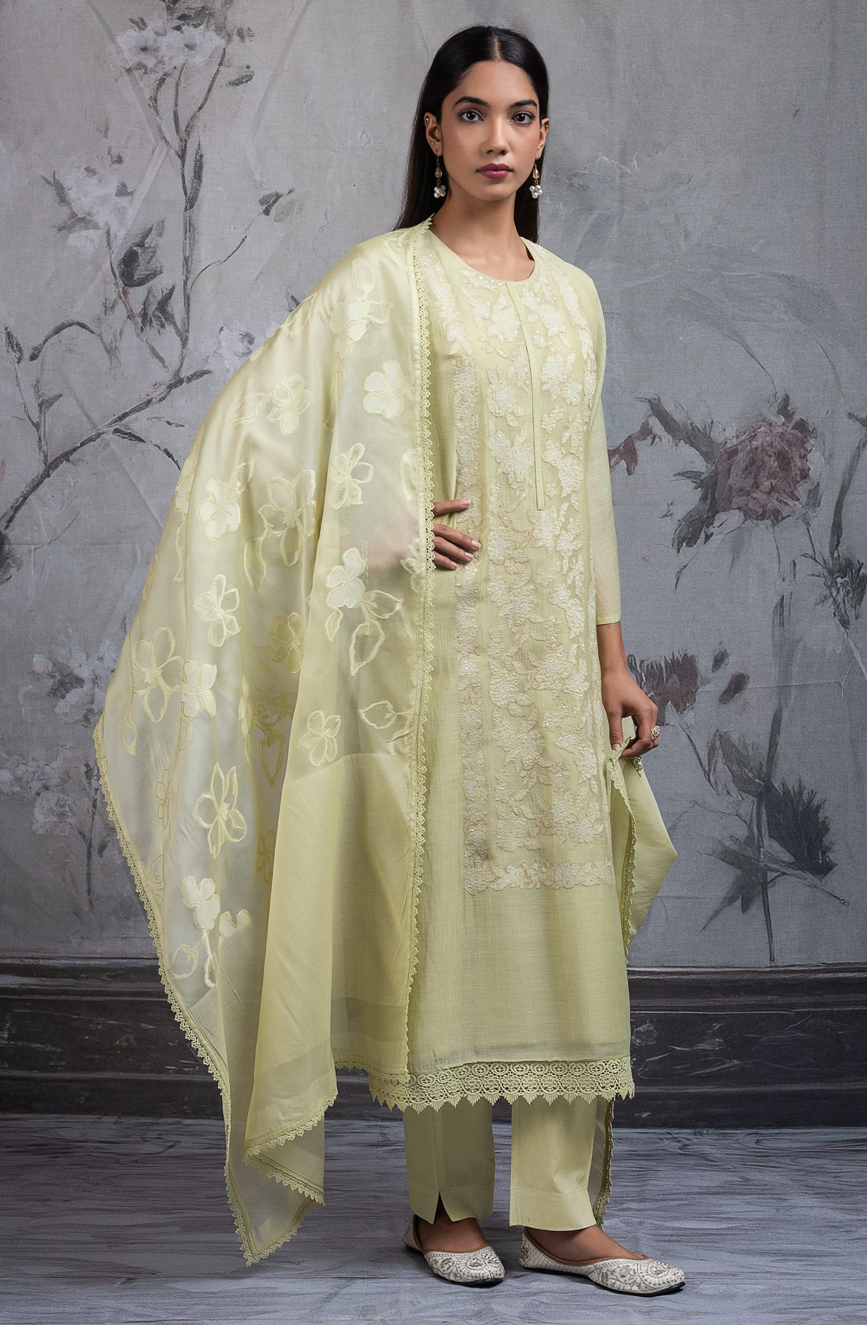 Lemon Pure mul chanderi embroidered Suit Set with Dupatta - R157-SPR2701A