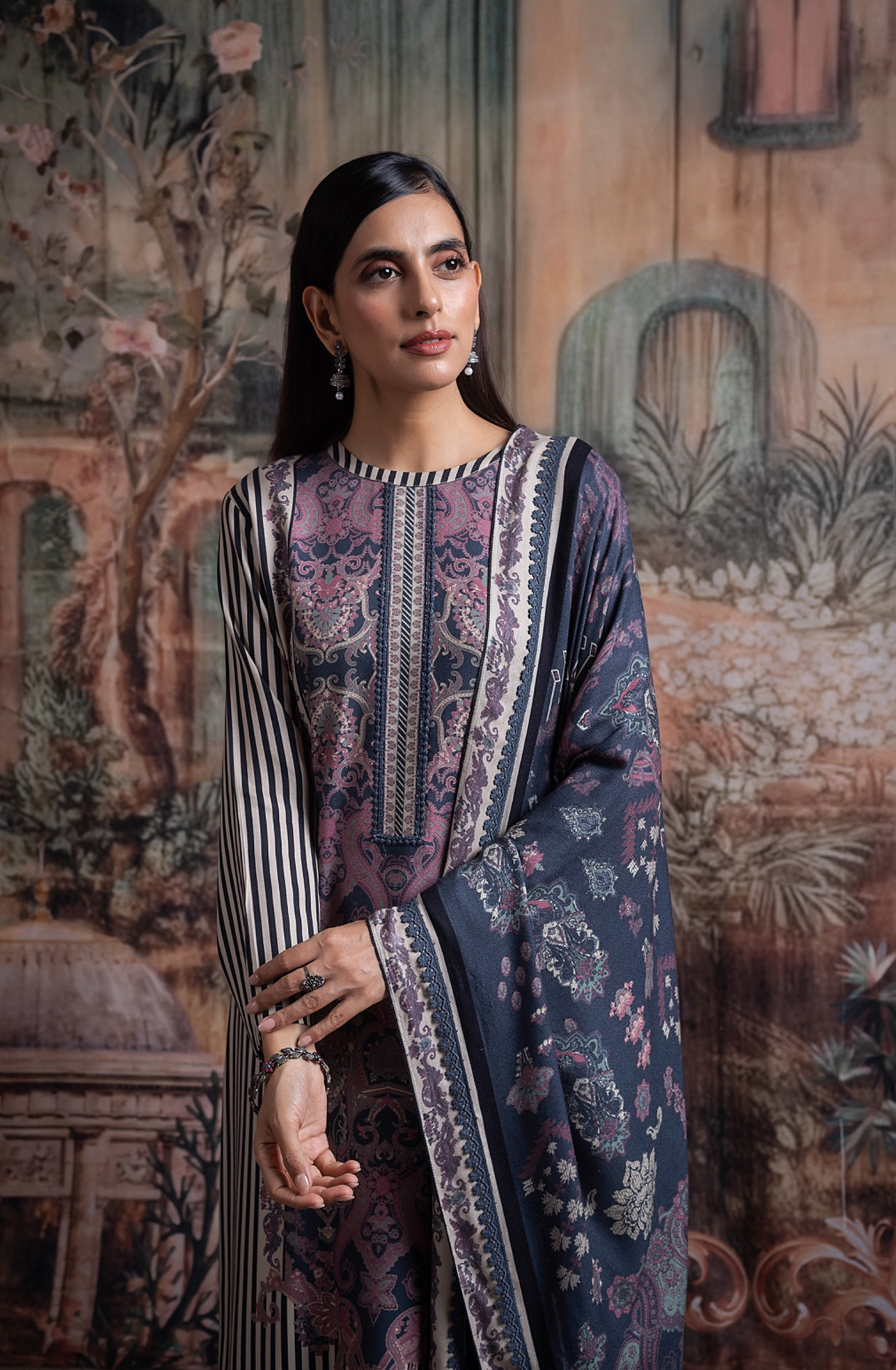 Blue Pashmina Digital Printed Suit with Pashmina Dupatta - MIS2037A