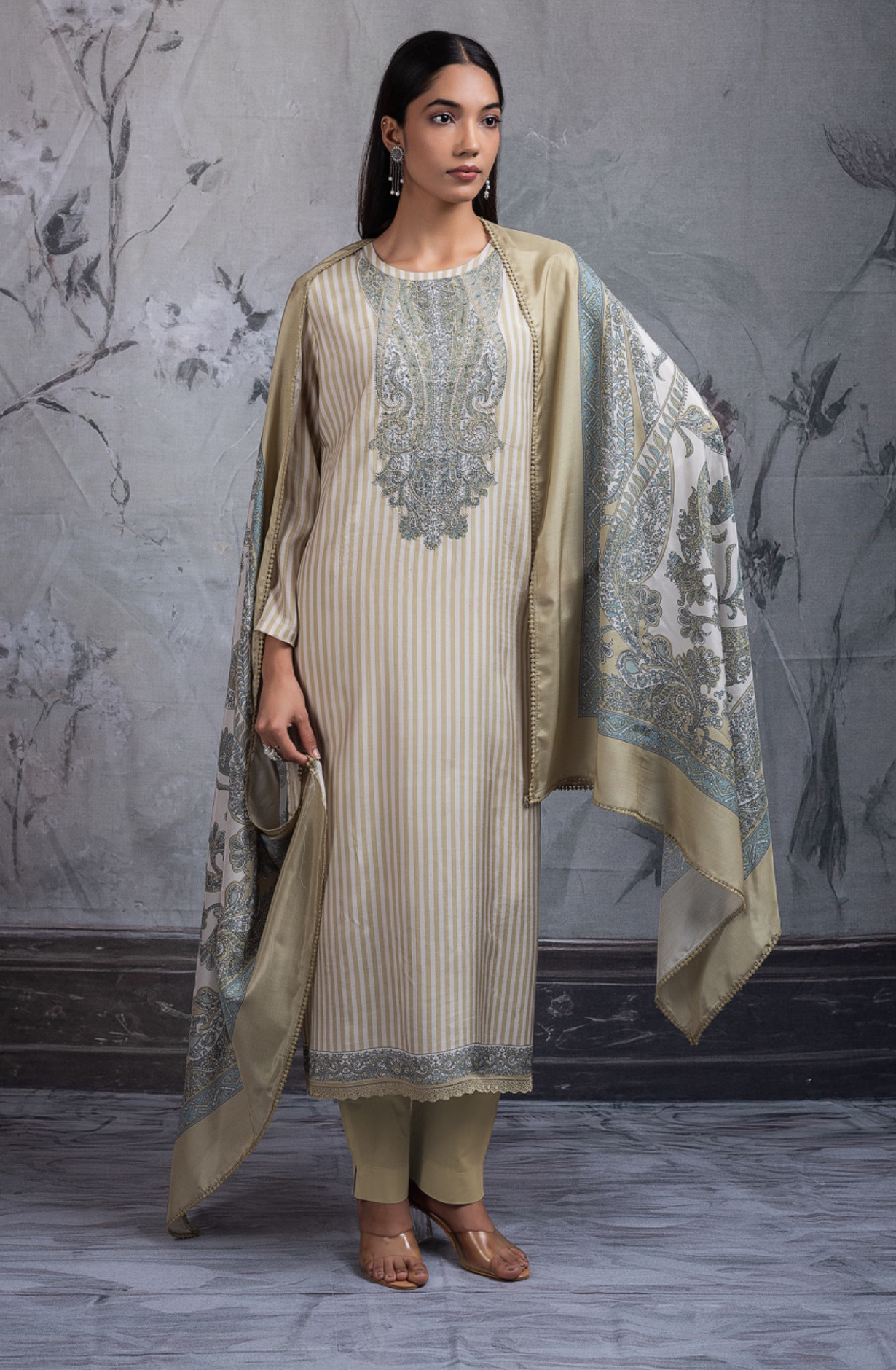 Mehndi pure muslin digtal printed beautiful Suit Set with Dupatta - PRENT117C