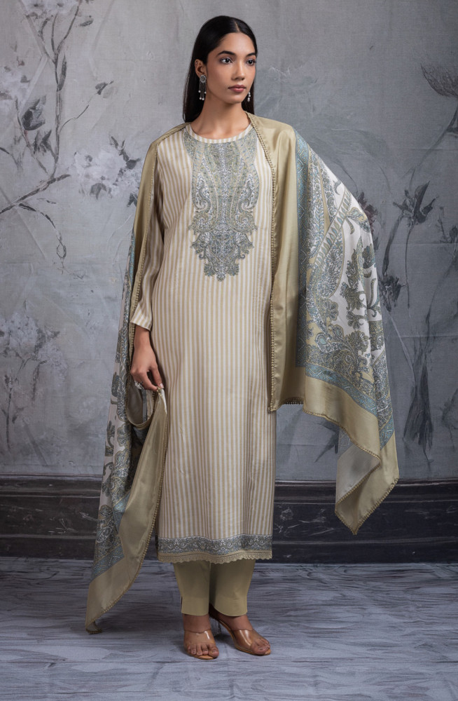 Image of Mehndi pure muslin digtal printed beautiful Suit Set with Dupatta - PRENT117C