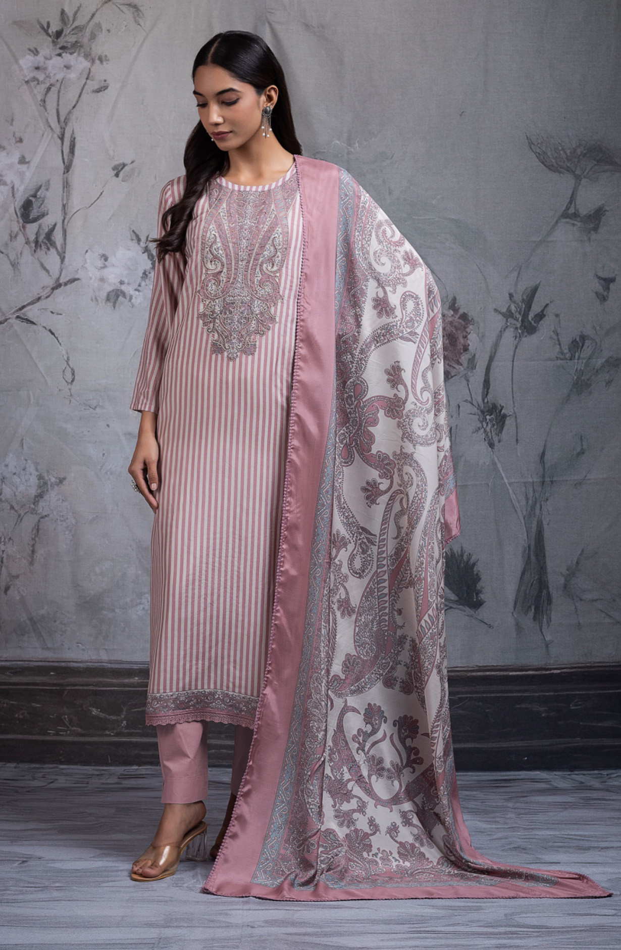 Pink pure muslin digtal printed beautiful Suit Set with Dupatta - PRENT117A