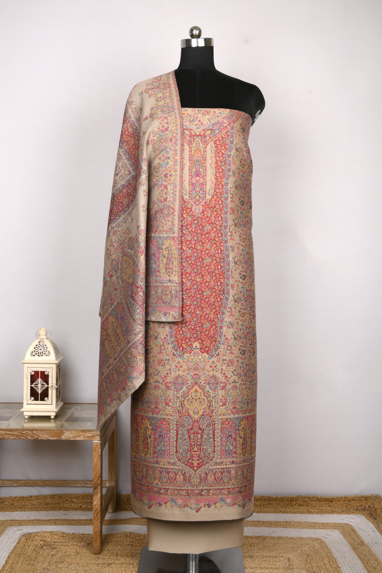 Brown Pashmina Suit set with Dupatta- 1000-0455F