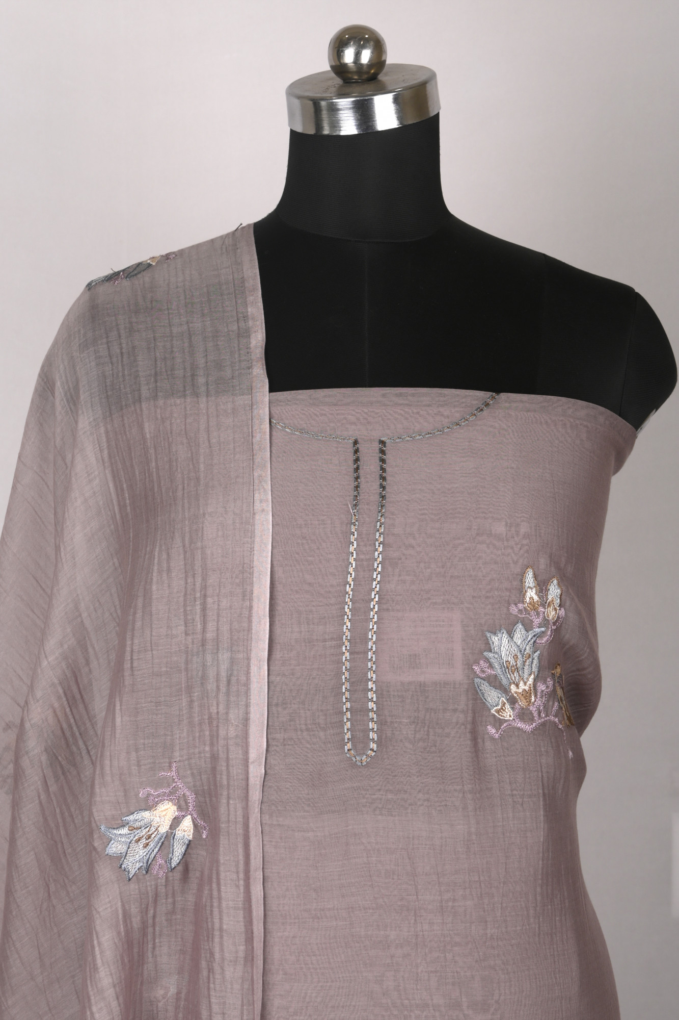 Mauve Mul Cotton Beautiful Suit Set with Dupatta - 996-MCHEMB1107A