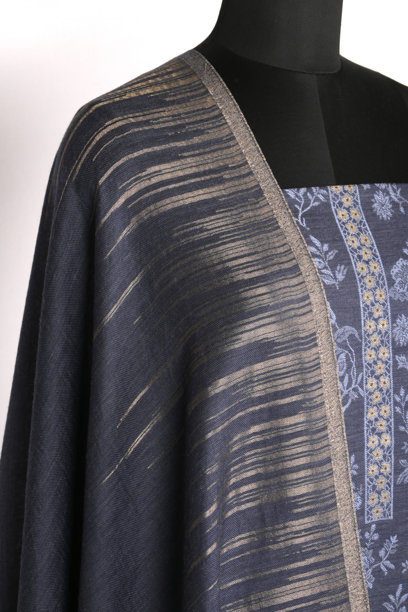 Blue Pashmina Suit set with Pashmina Dupatta- PASH1414