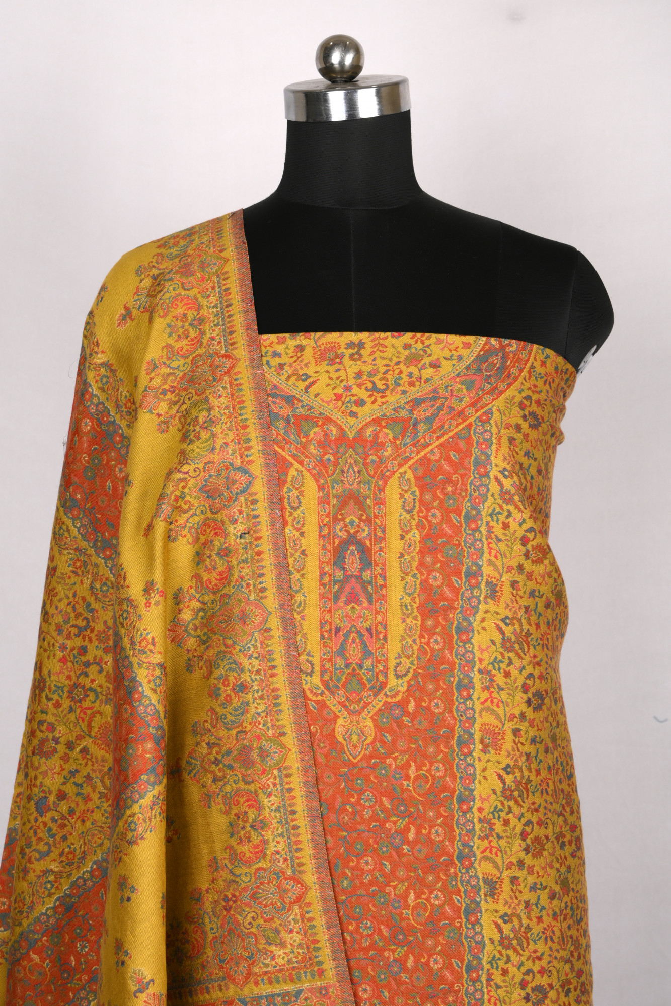 Mustard Pashmina Suit set with Dupatta- 1000-0411E