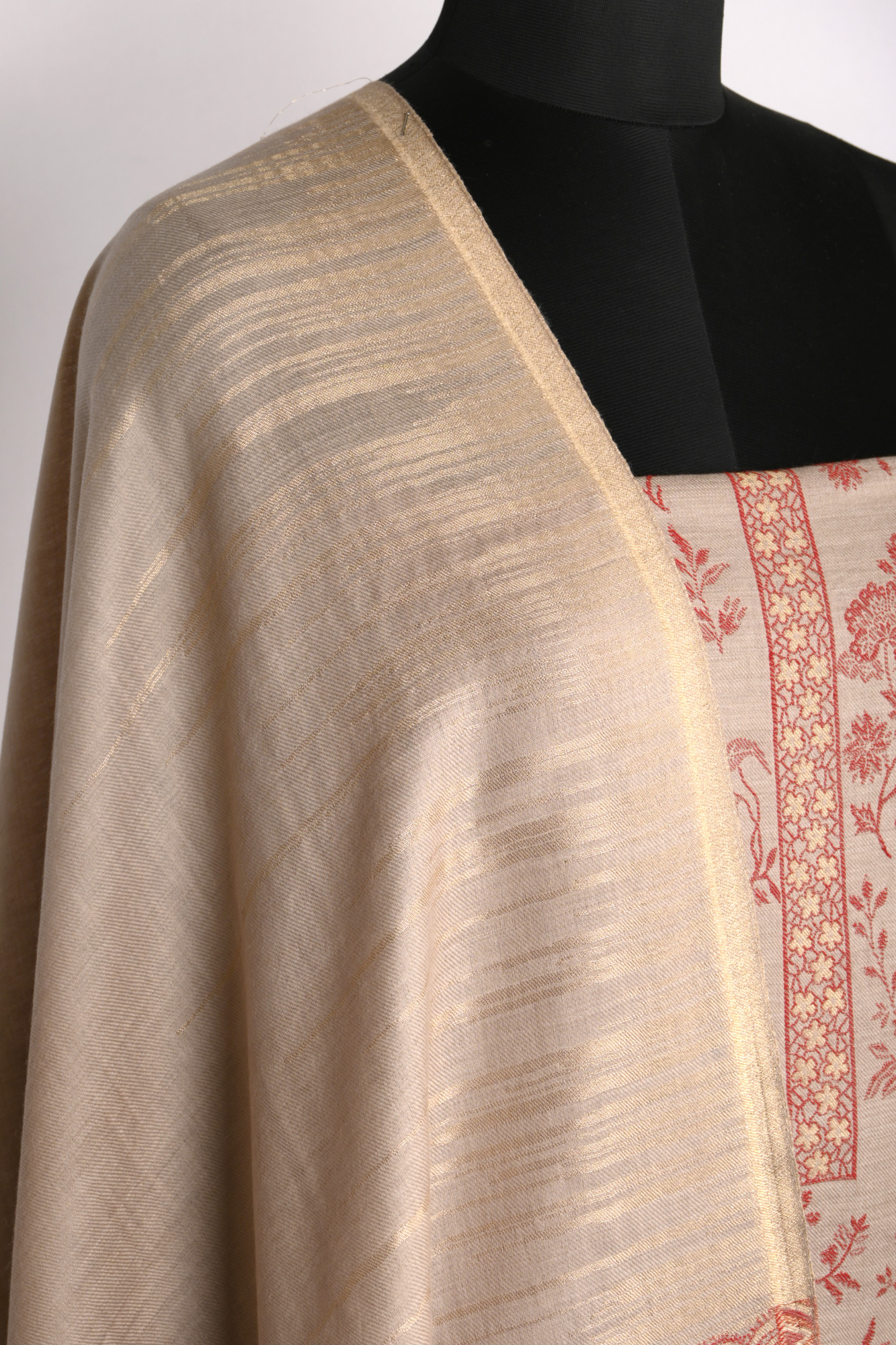 Red Pashmina Suit set with Pashmina Dupatta- PASH1414A