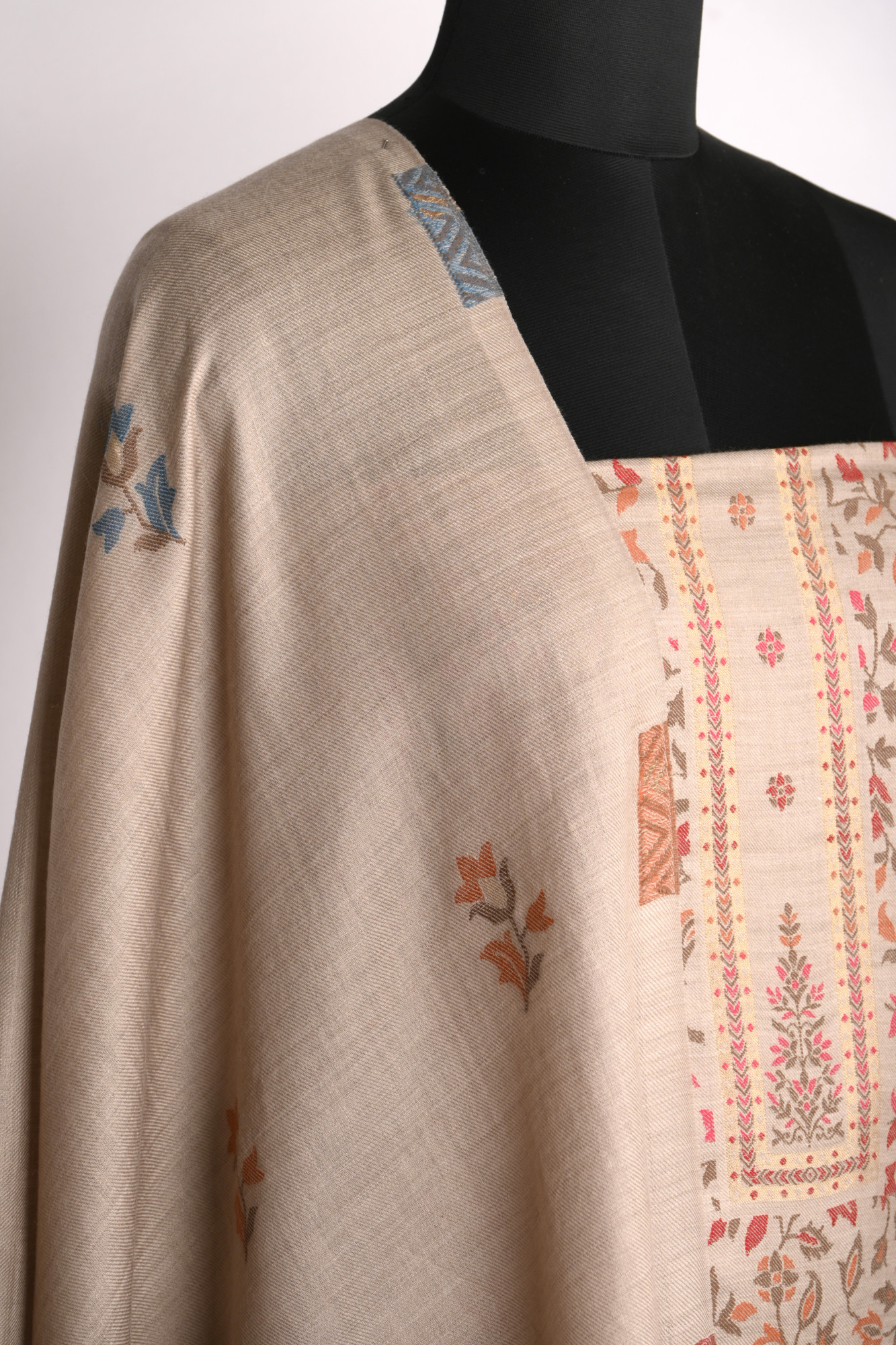 Beige Pashmina Suit set with Pashmina Dupatta- PASH1412C