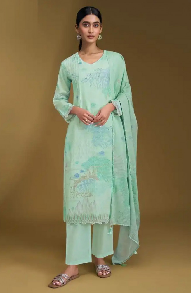 Image of Firozee Mal Chanderi Silk Suit set with Dupatta - SRU12021C