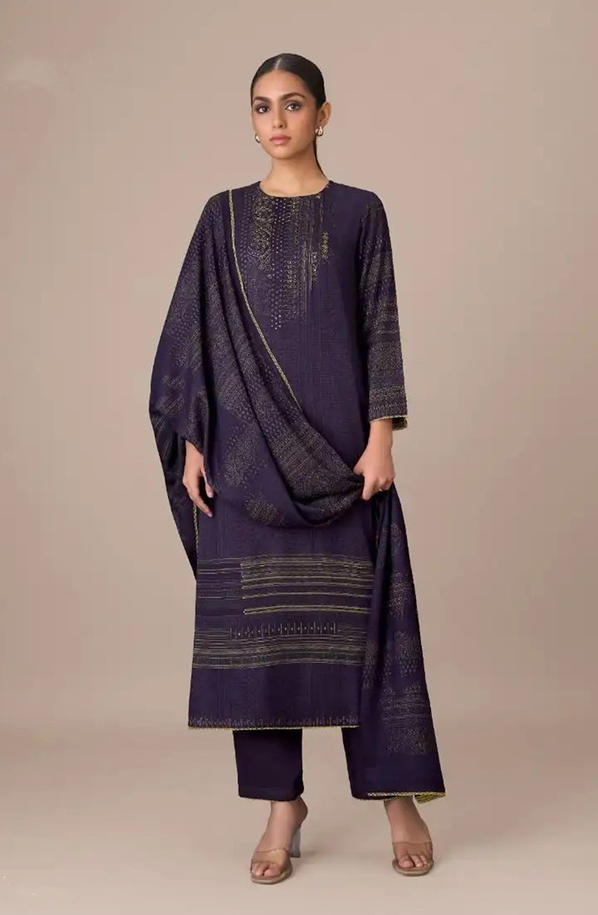 Blue Pashmina Digital Printed Suit with Dupatta - CLA8661A