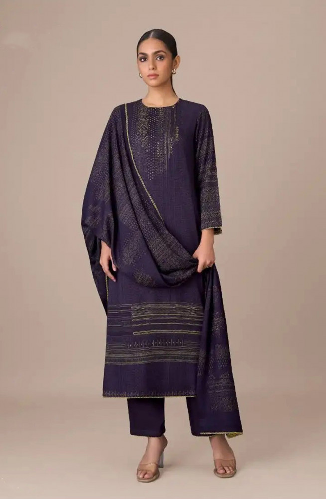 Image of Blue Pashmina Digital Printed Suit with Dupatta - CLA8661A