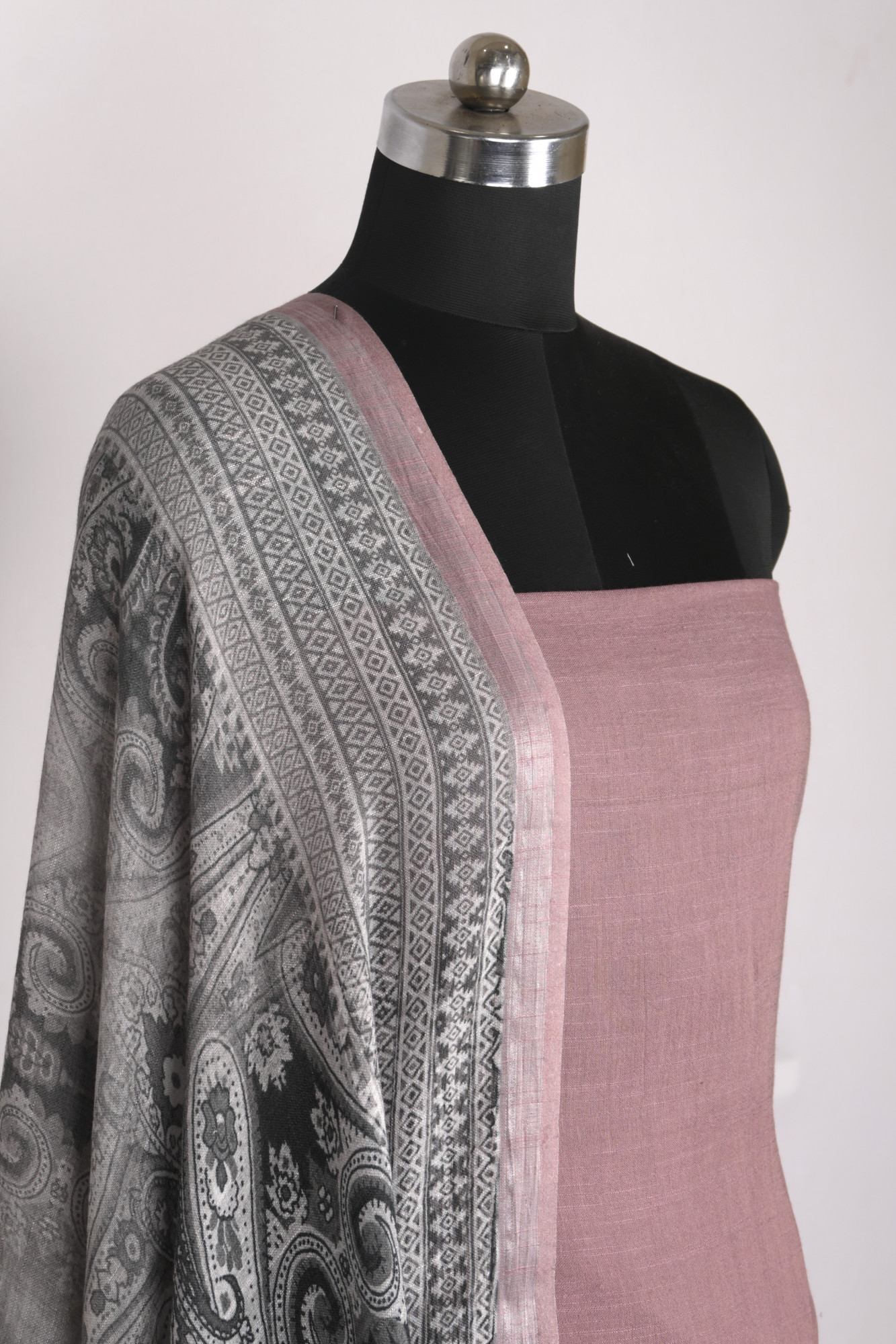 Mauve Linen Beautiful Suit Set with Dupatta - 996-CTLN1111-5B