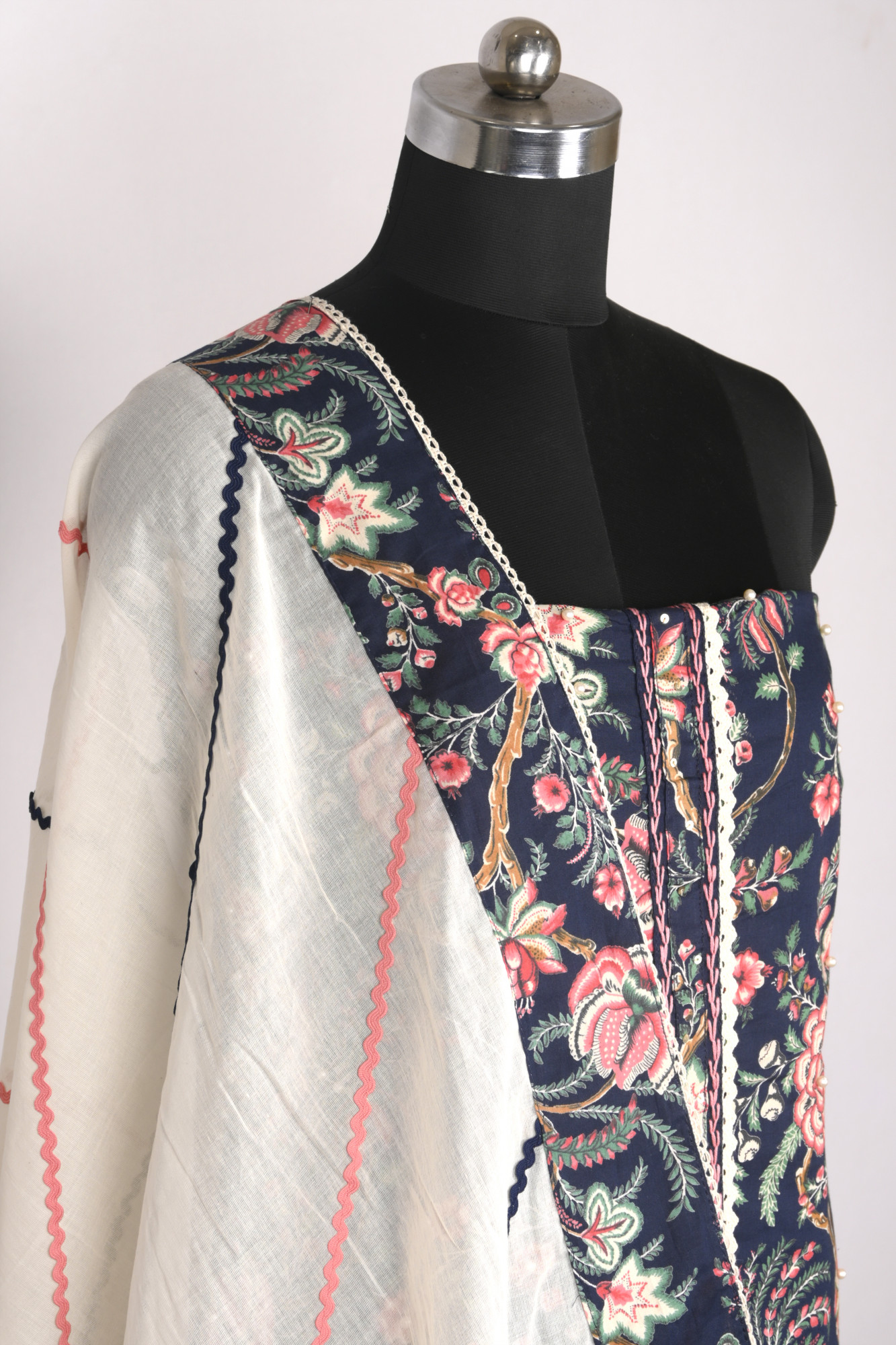 Blue Cotton Beautiful Suit Set with Dupatta - 944-1520A