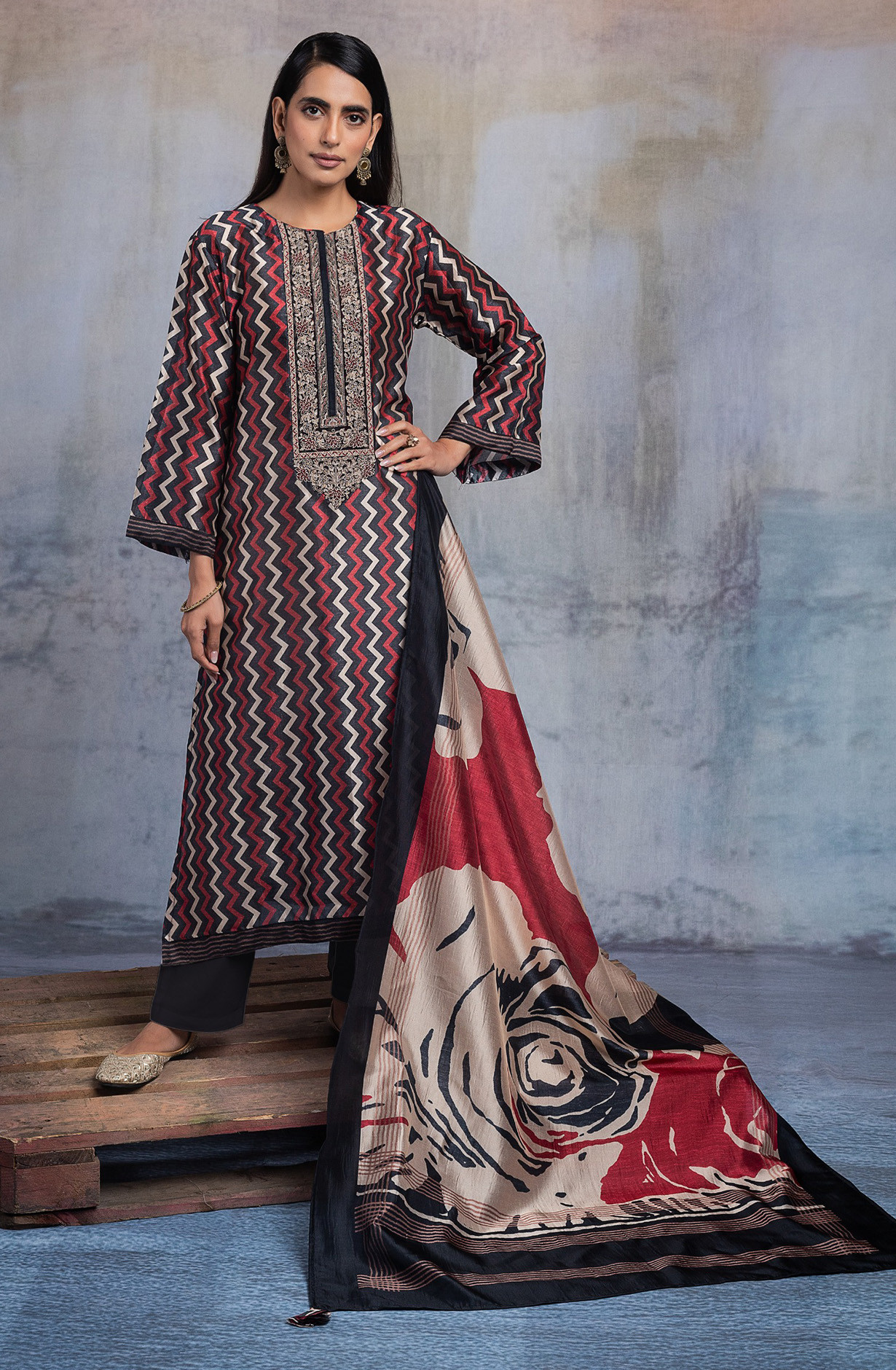 Maroon Beautiful Silk Suit Set with Dupatta - R157-SPR2602B