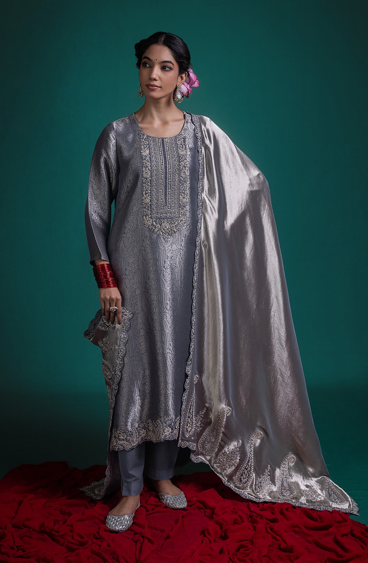 Blue Pure silk Unstitched Suit Set with Beautiful Dupatta - SHANSK127B