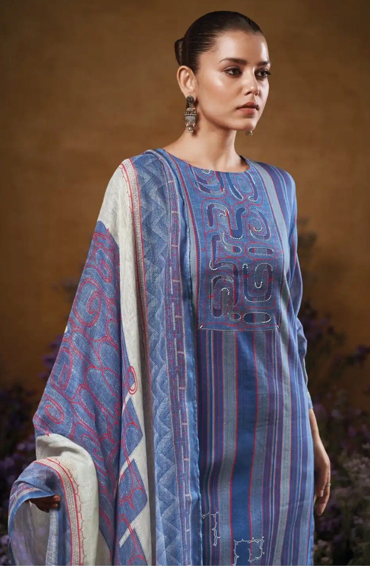Blue Premium cotton Beautiful Suit Set with Dupatta - TAVS3546A