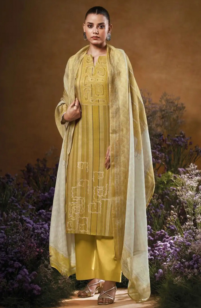 Image of Yellow Premium cotton Beautiful Suit Set with Dupatta - TAVS3546D