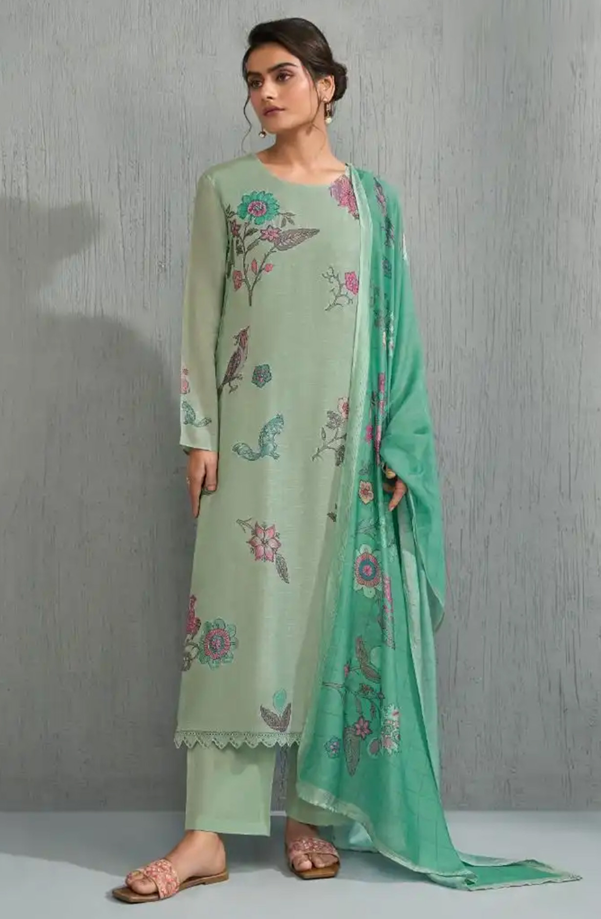 Pista cotton silk Beautiful Suit Set with Dupatta - SAH12041D