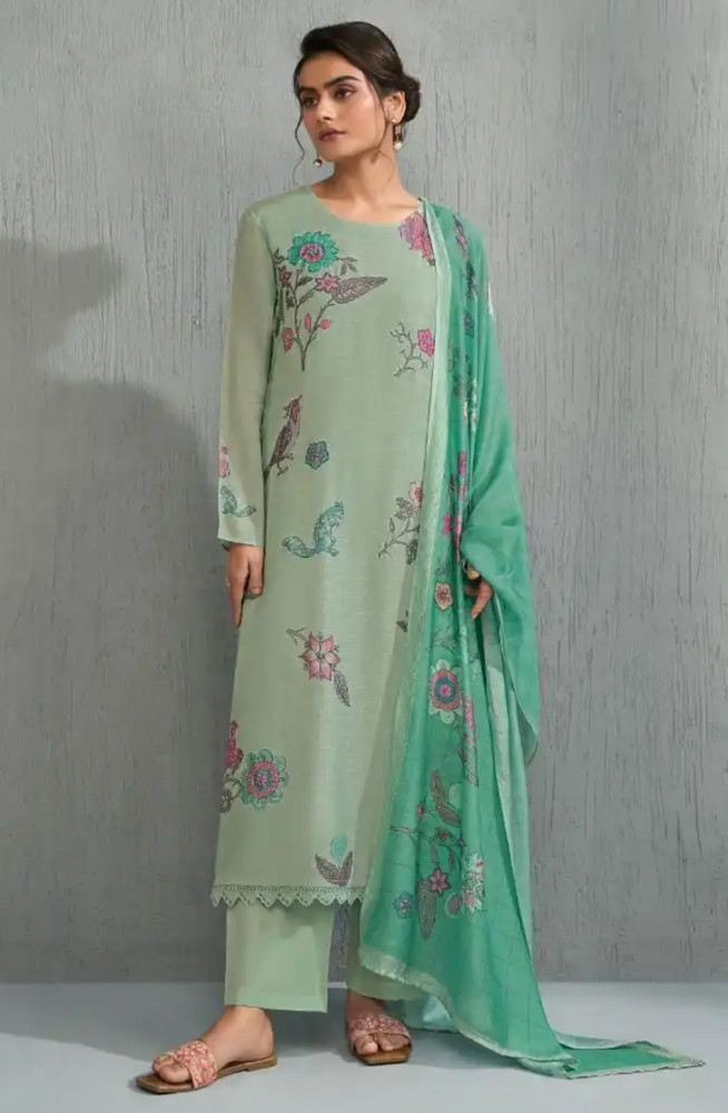 Image of Pista cotton silk Beautiful Suit Set with Dupatta - SAH12041D