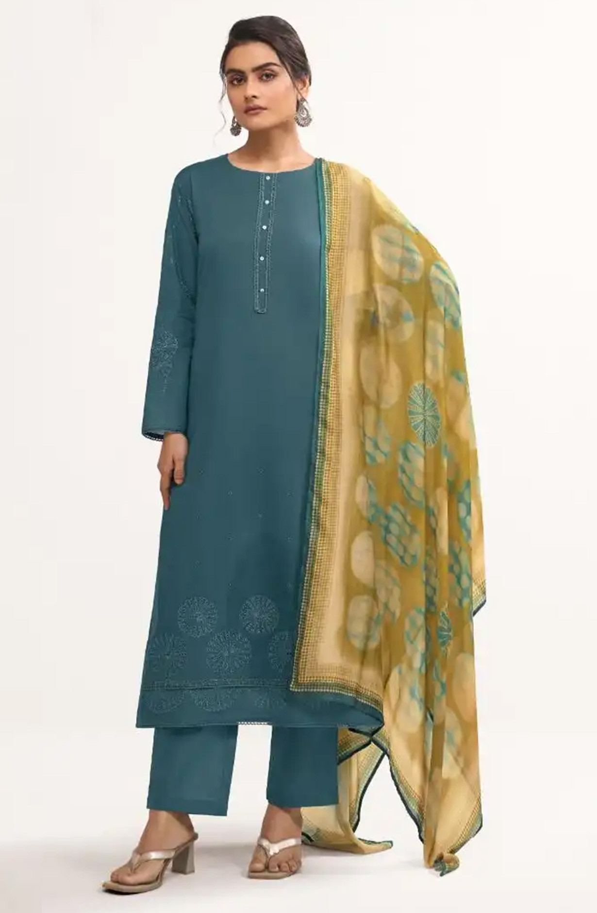 Blue Premium Cotton Lawn Beautiful Suit Set with Dupatta - ARI13031C