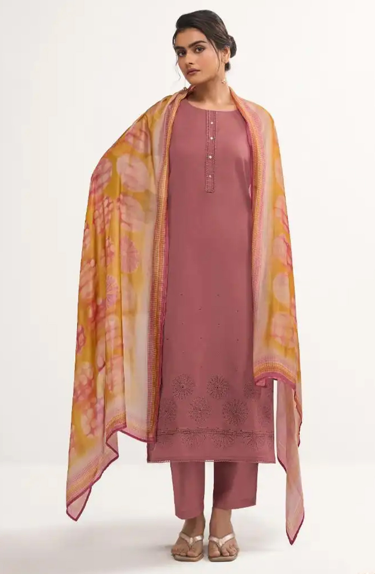 Mauve Premium Cotton Lawn Beautiful Suit Set with Dupatta - ARI13031D