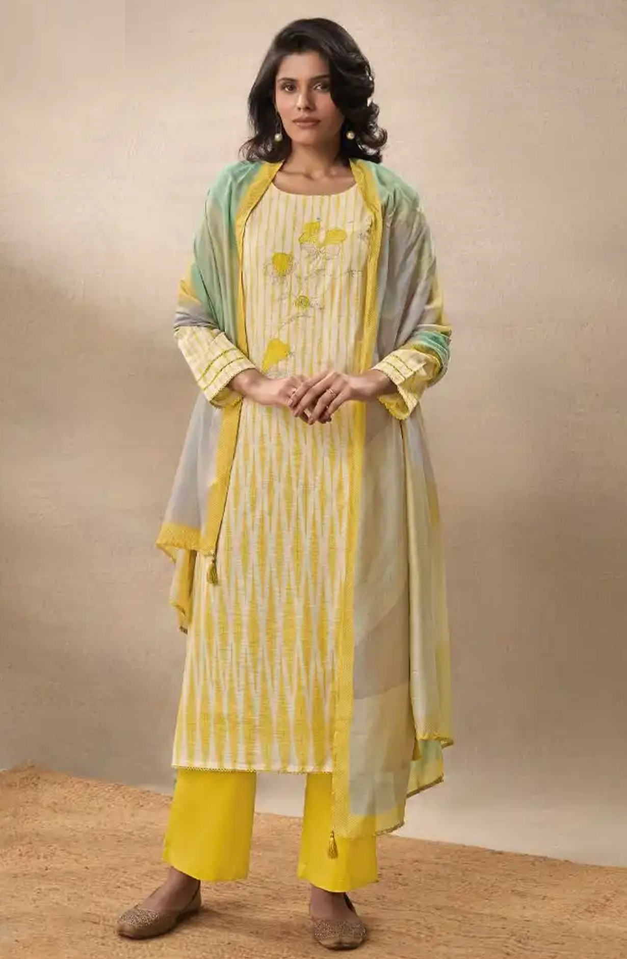 Yellow Perissa cotton Beautiful Suit Set with Dupatta - SUK14031C