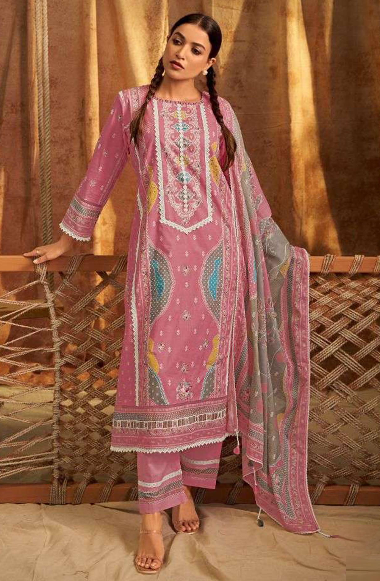 Pink Pure Cotton Digital Printed Suit with Dupatta - BAC10721