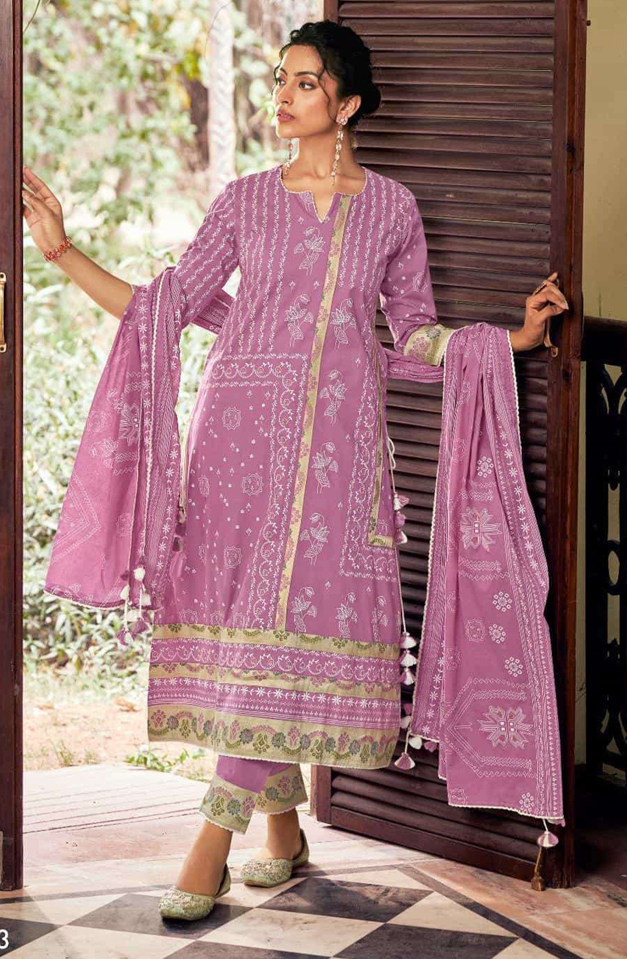 Pink Pure Cotton Beautiful Suit Set with Dupatta - ROS10165