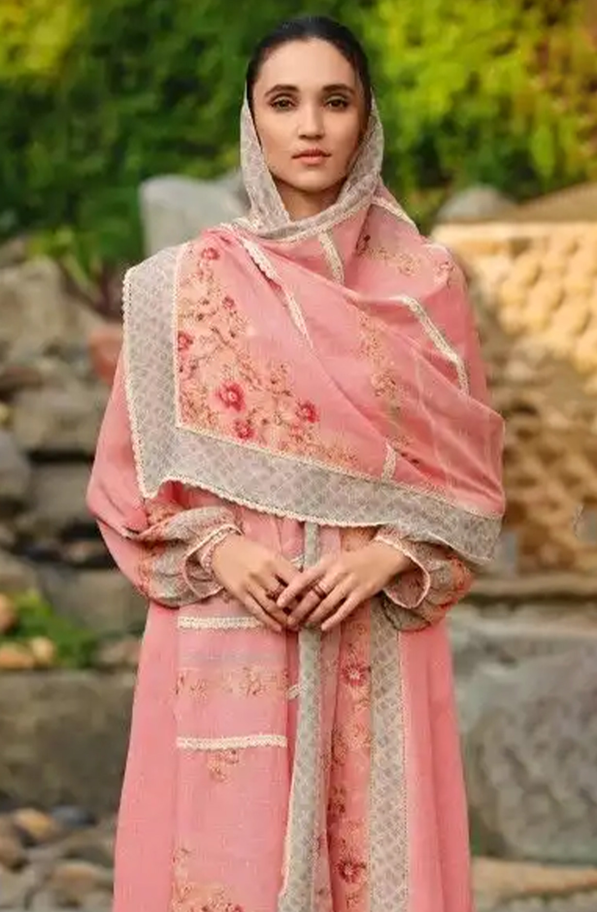 Peach Cotton Linen Beautiful Suit Set with Dupatta - ROSE04