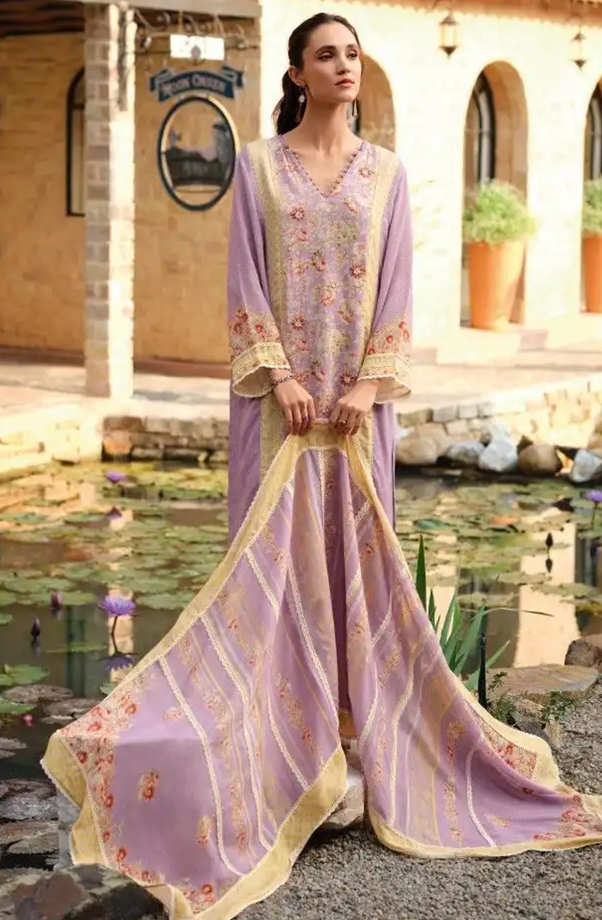 Purple Cotton Linen Beautiful Suit Set with Dupatta - ROSE02