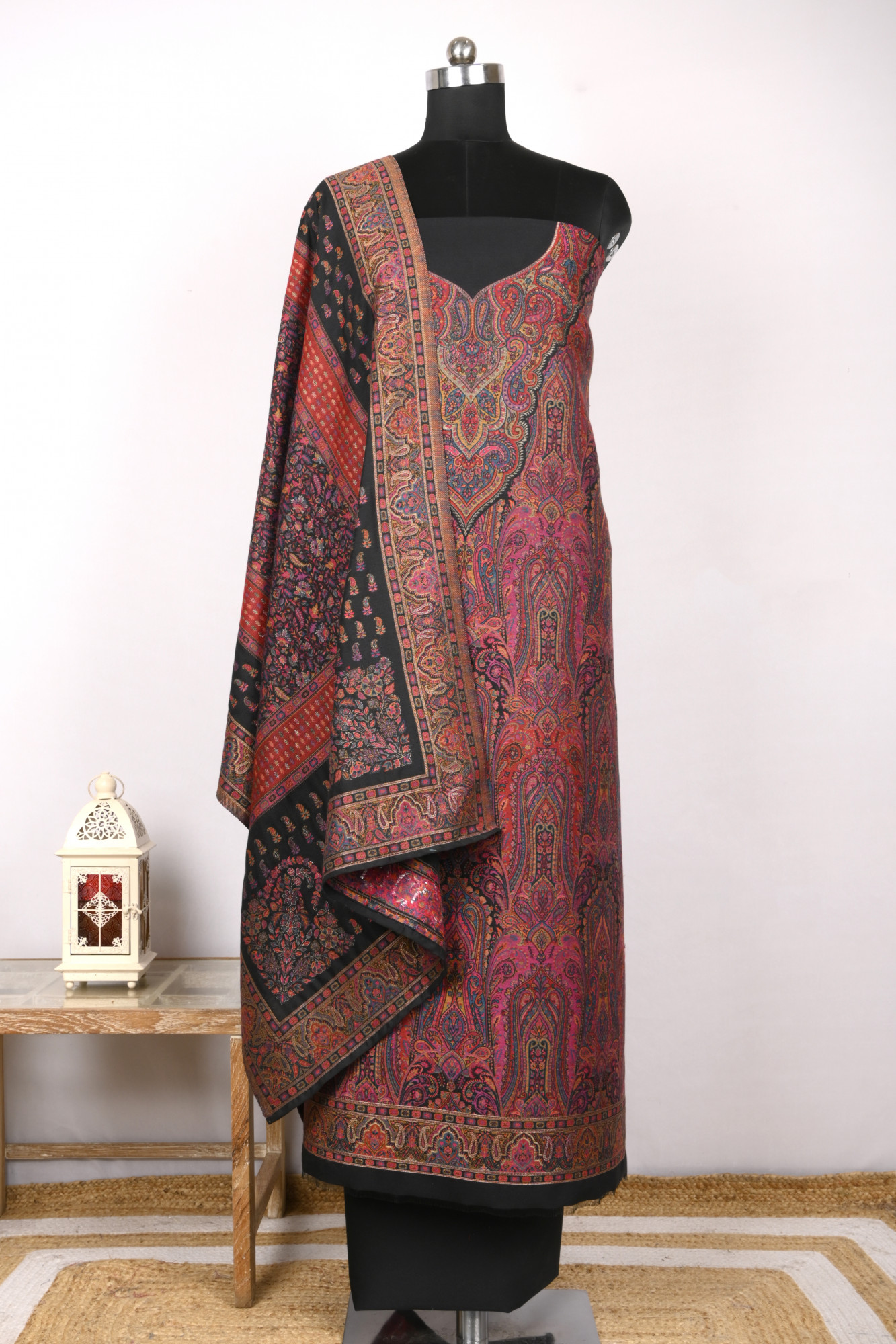 Black Spun Digital printed Suit with Dupatta - 1000-0455A