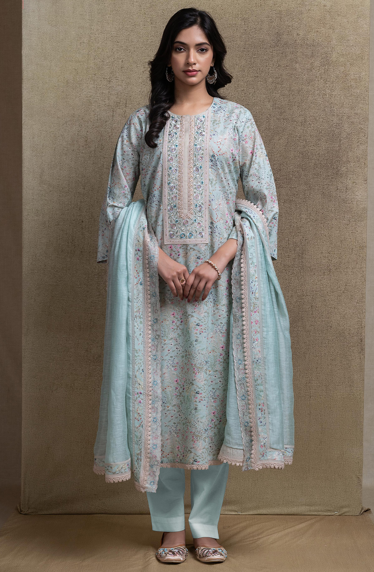 Firozee Cotton embroidered Suit Set with Dupatta - R157-SPR2676A
