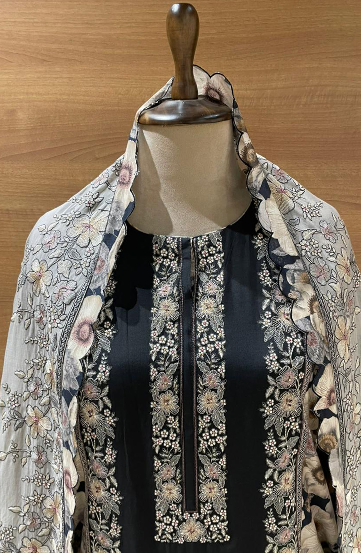 Black Cotton Printed Suit Set with Dupatta - R157-SPR2679