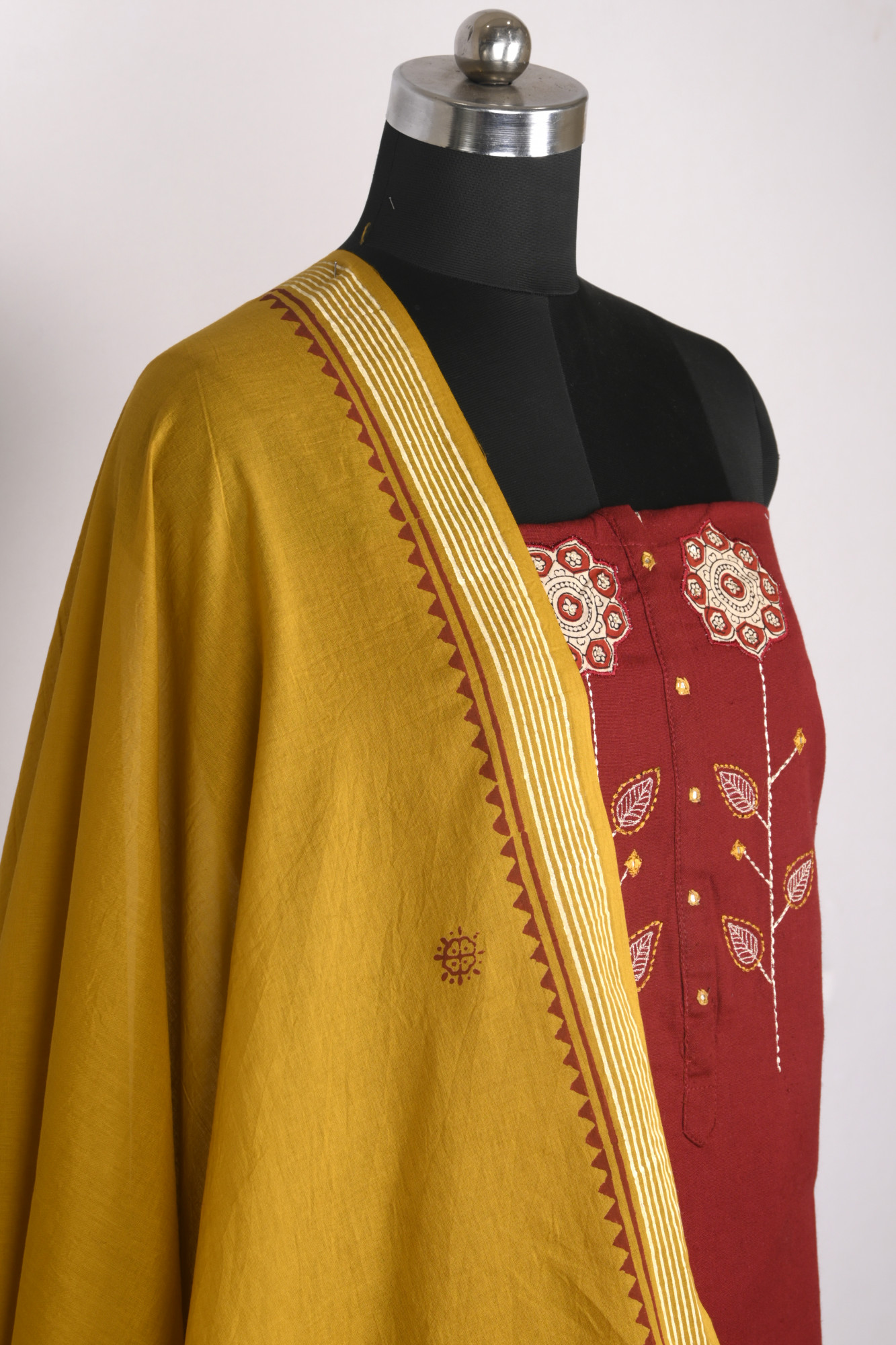 Maroon Cotton Beautiful Suit Set with Dupatta - 657-W25SRAN6912A