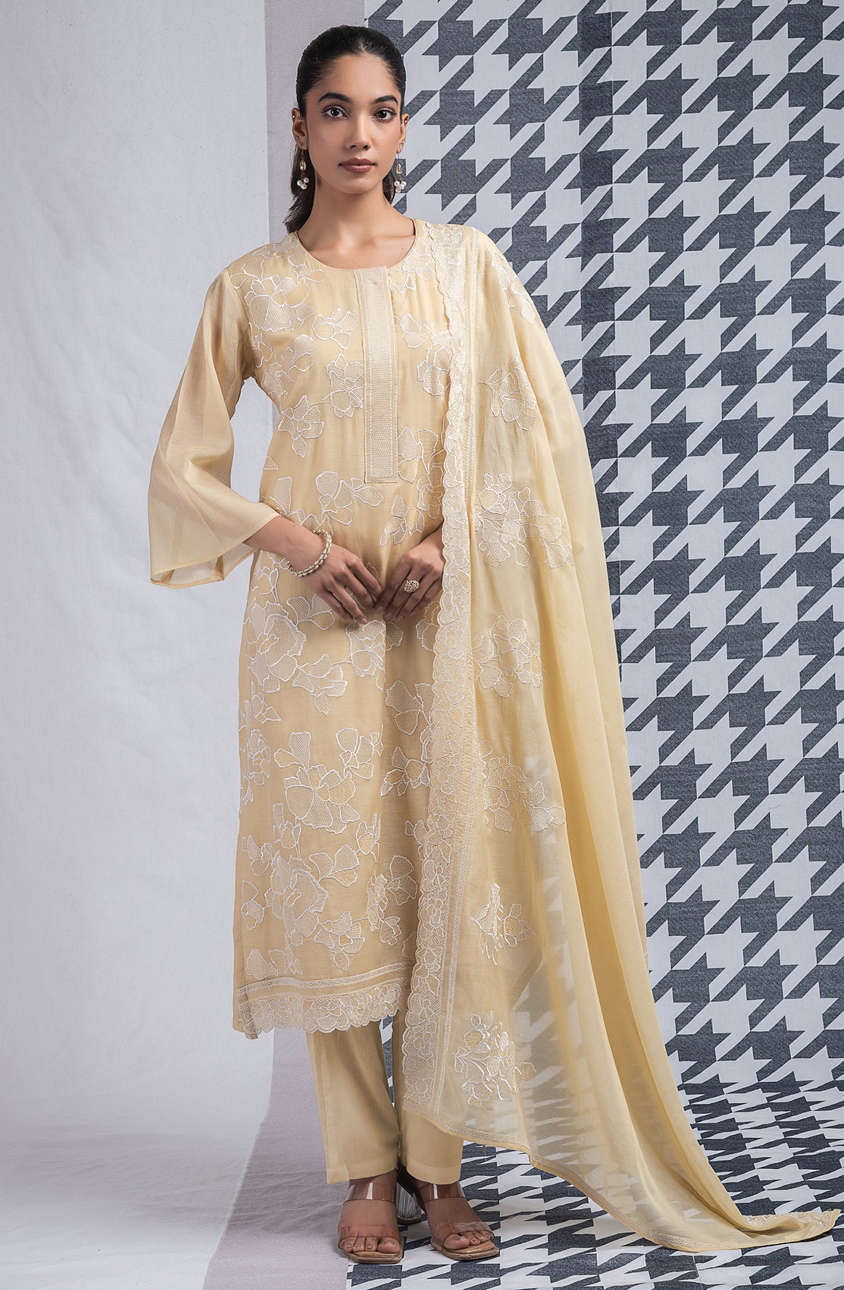 Mustard Mul Chanderi Suit set with Dupatta - R157-SPR2576A