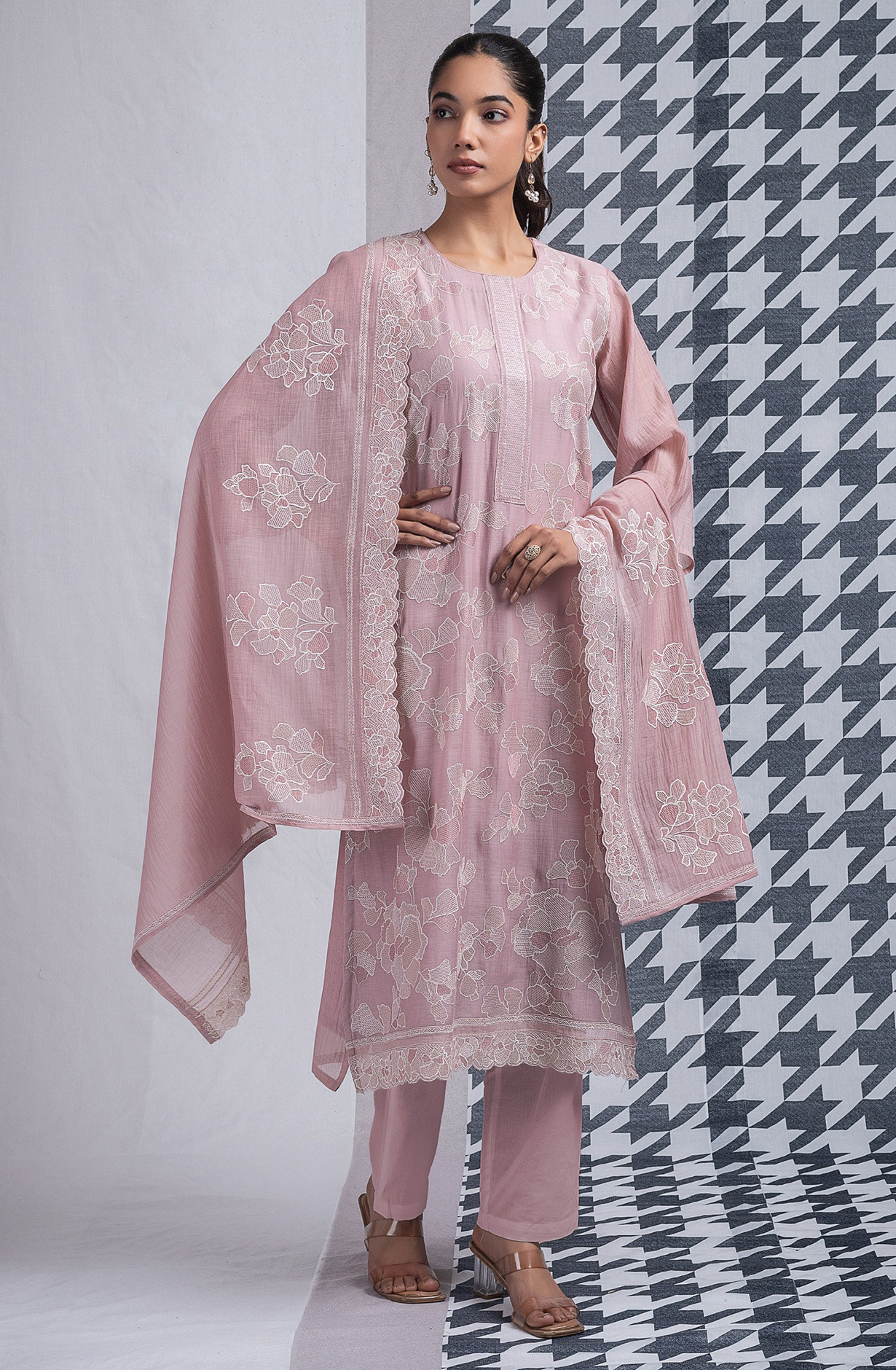 Peach Mul Chanderi Suit set with Dupatta - R157-SPR2576C