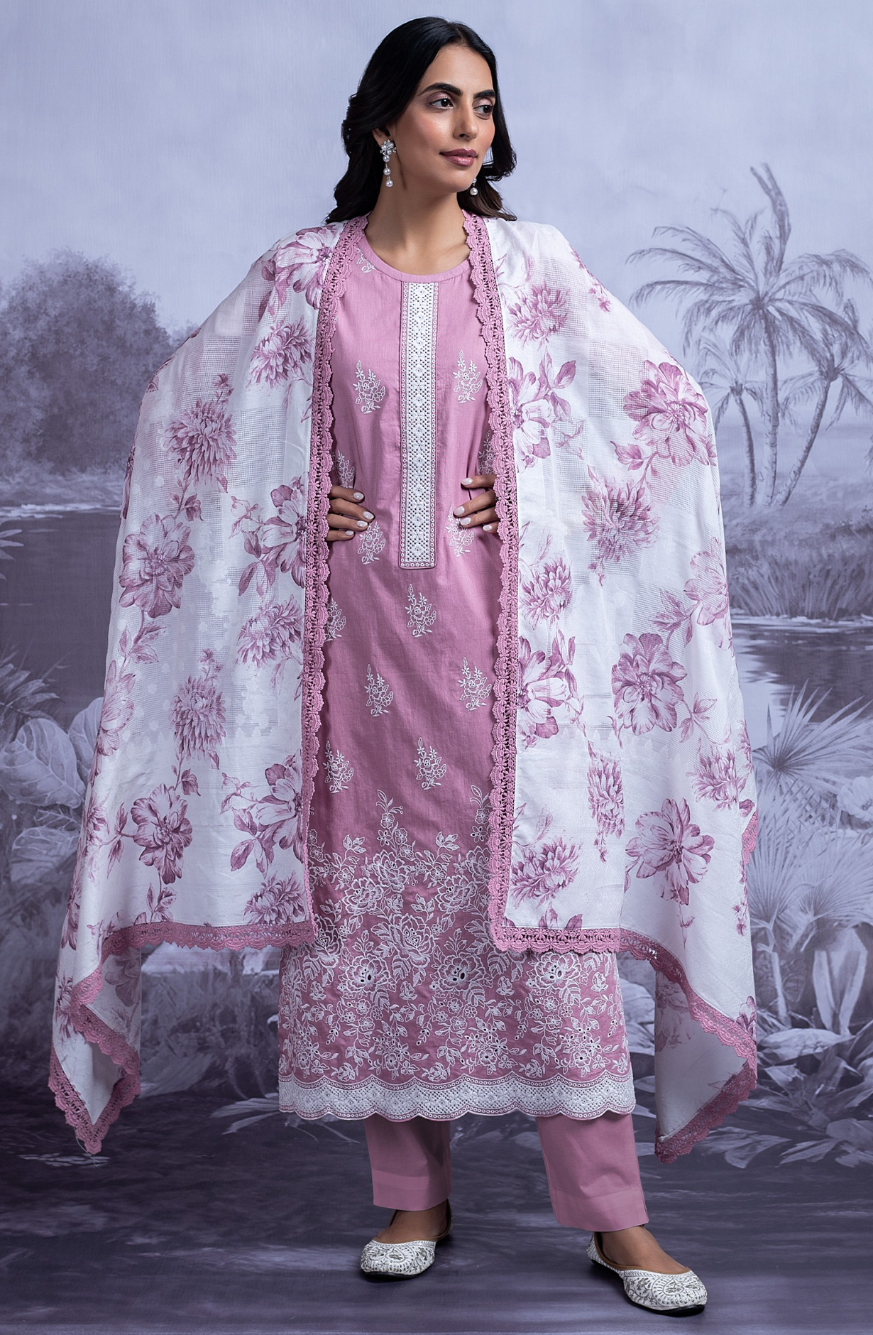 Pink Italian Cotton Beautiful Suit set with Dupatta - KAL2488