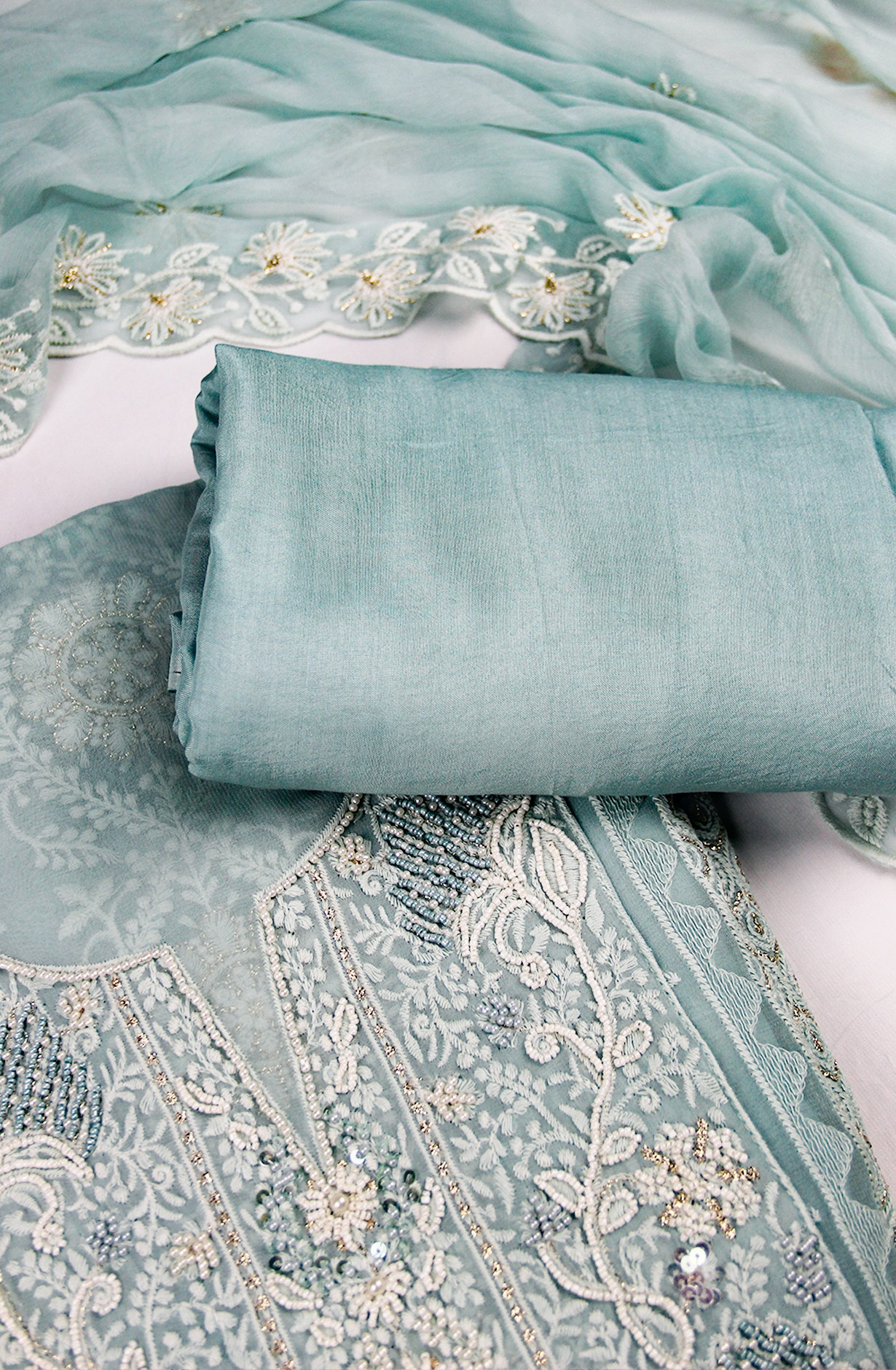 Blue Beautiful Georgette Suit Set with Dupatta - 606-9936B