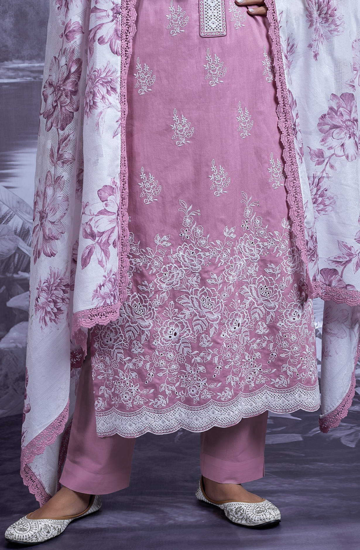 Pink Italian Cotton Beautiful Suit set with Dupatta - KAL2488