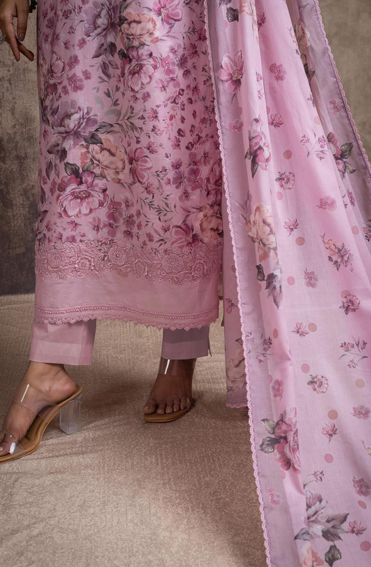 Pink Pure cotton lawn Digital Printed Beautiful Suit Set with Dupatta - VINNT203C